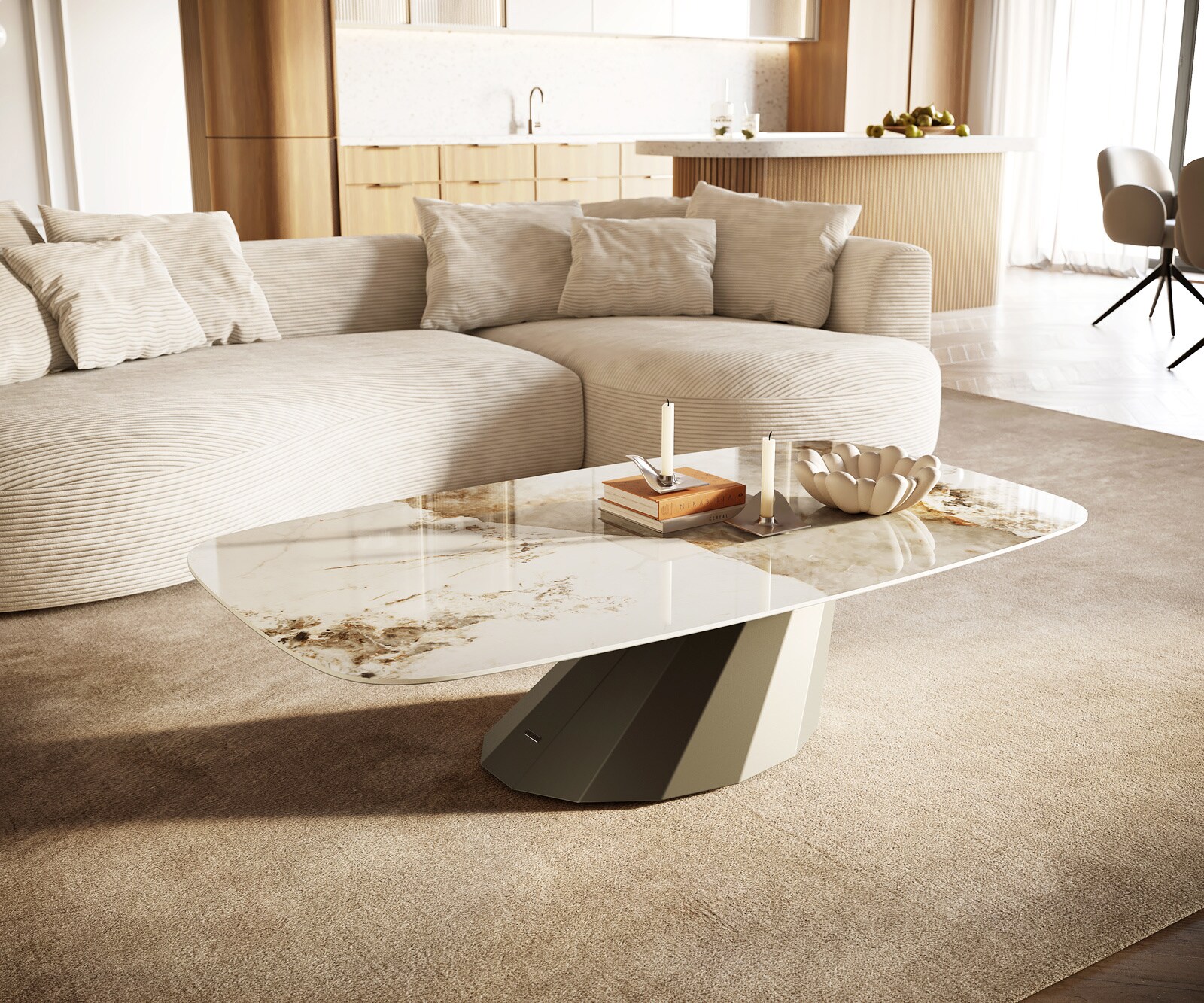 Couchtisch Edge Boot 140x80 cm Keramik Minas Melange Parabi Metall Effektfi günstig online kaufen