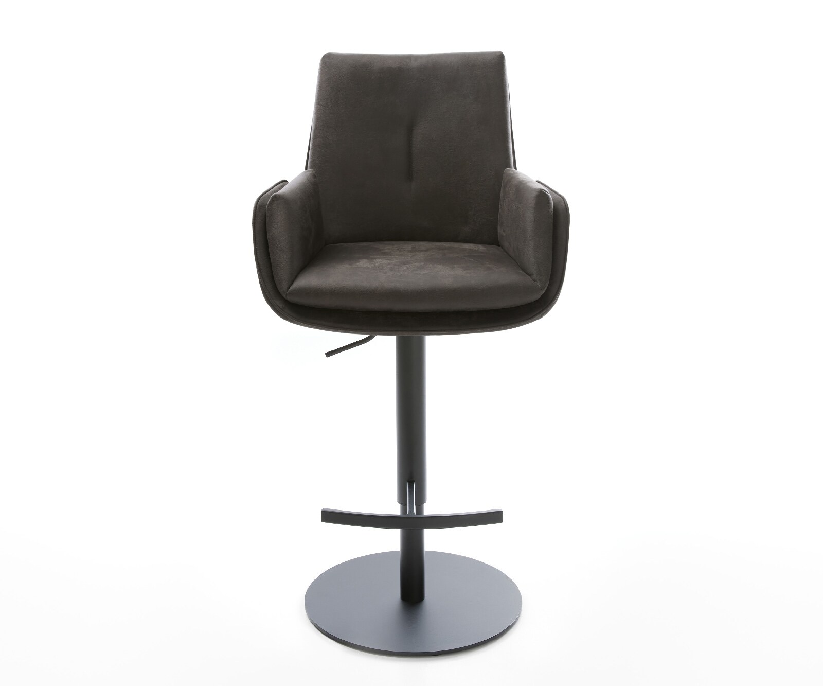 Barstuhl Clea-Flex Mikrofaser Anthrazit Vintage Drehfuß höhenverstellbar Metall Schwarz 1