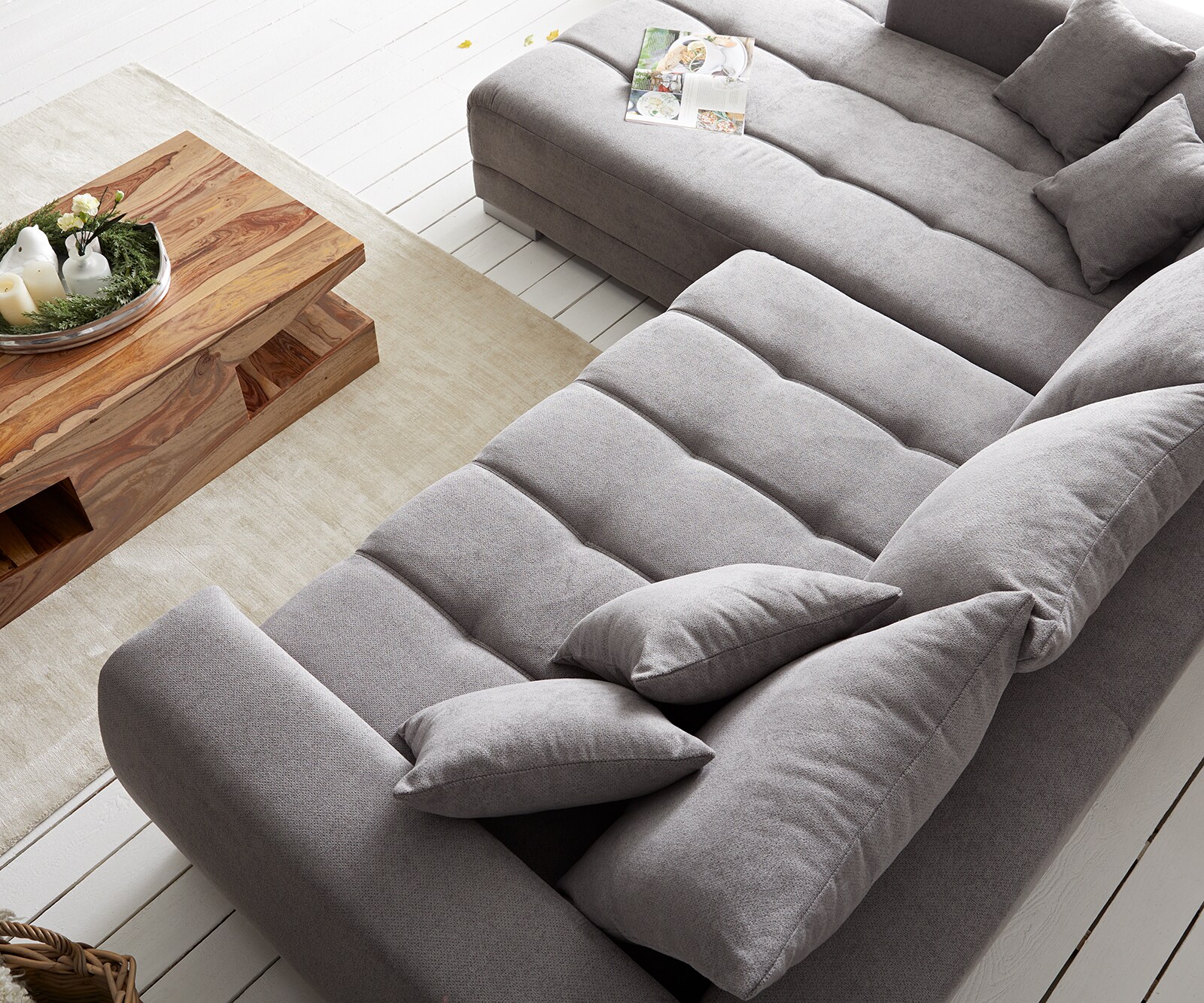 Ecksofa Josea 300x220 cm Mikrofaser Steingrau Recamiere links 6