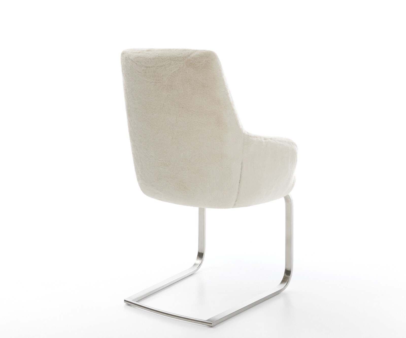 Freischwinger Zelia-Flex mit Armlehnen Plüsch Creme-Weiß Freischwinger flach Edelstahl Taschenfederkern 4