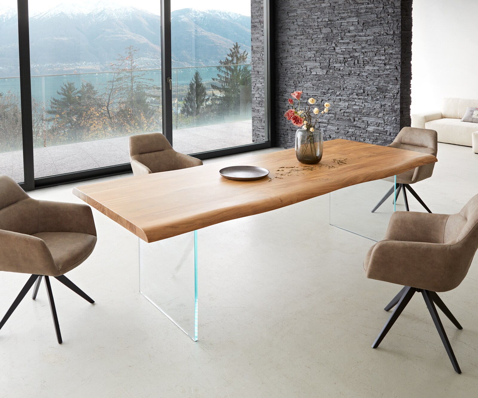 Esstisch Edge 260x100 XL Akazie Natur Glas Live-Edge 6