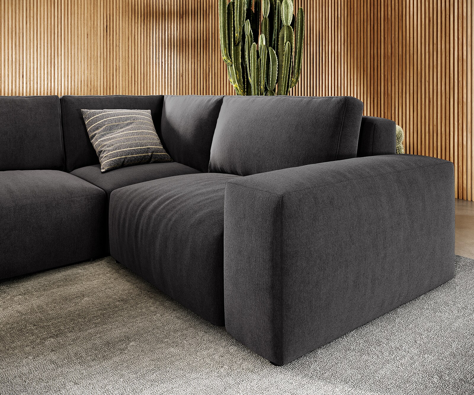 Wohnlandschaft Lanzo 300x210 cm Mikrofaser Schwarz Recamiere variabel 3