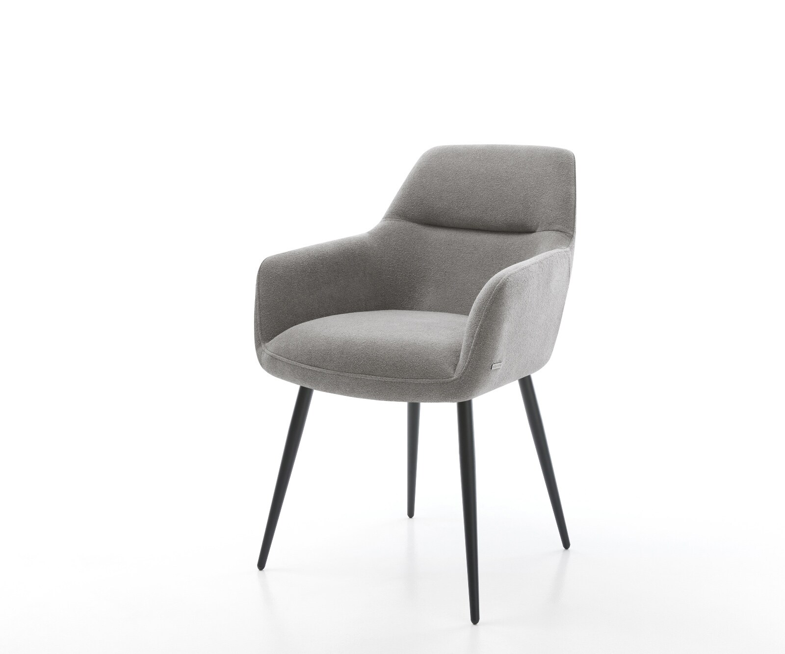 Chaise-de-salle-à-manger Pejo-Flex tissu structuré doux gris 4 pieds coniques noir resorts ensachés