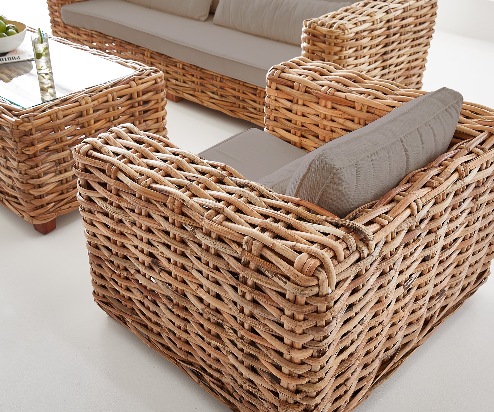 Loungesessel Nizza aus Rattan natur mit Kissen braun 5 Loungesessel Nizza aus Rattan natur mit Kissen braun 5