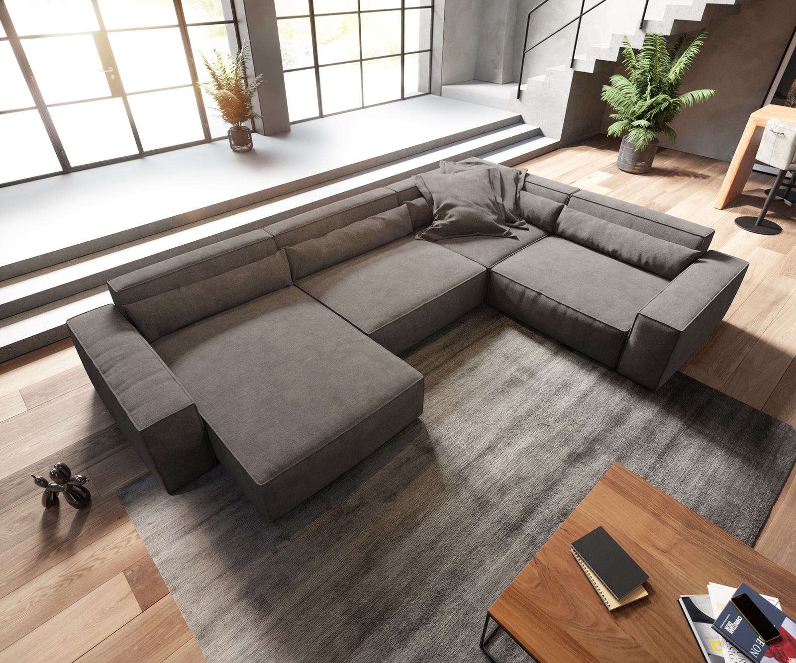 Wohnlandschaft Sirpio XL 360x260 cm Mikrofaser Khakibraun Recamiere variabel 3 Wohnlandschaft Sirpio XL 360x260 cm Mikrofaser Khakibraun Recamiere variabel 3