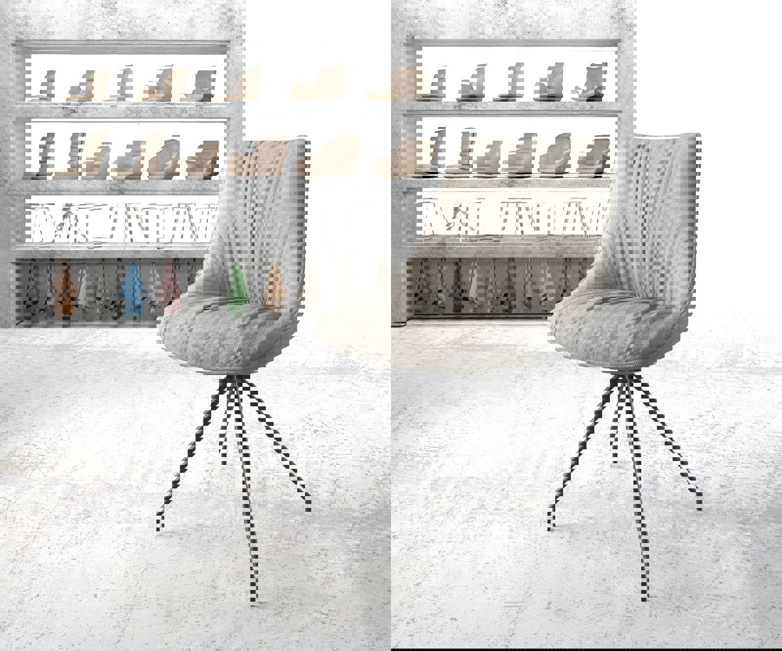 Drehstuhl Elda-Flex Stripes Hellgrau Kreuzgestell konisch Schwarz 180° dreh günstig online kaufen