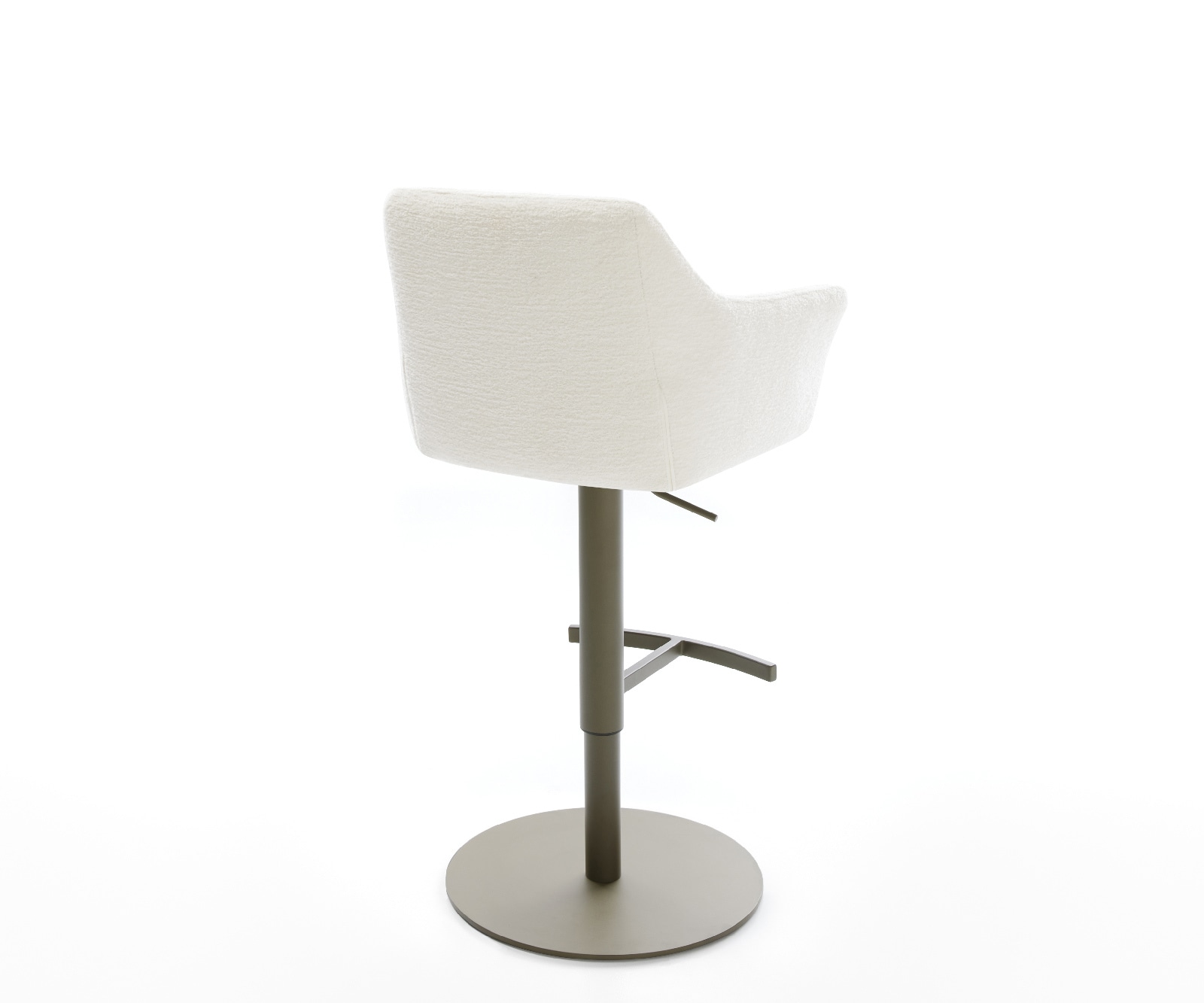 Barstuhl Yulo-Flex Bouclé Soft Beige Drehfuß höhenverstellbar Metall Titanfarben 4