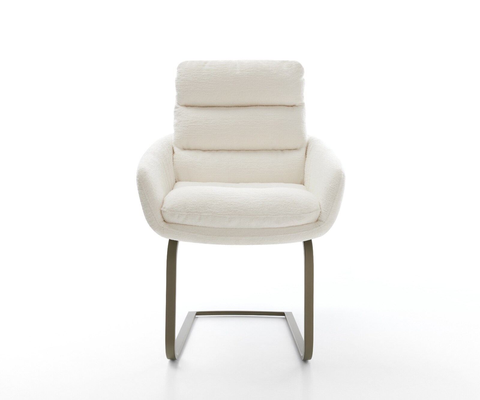 Freischwinger Abelia-Flex mit Armlehnen Bouclé Soft Beige Freischwinger flach Effektfinish Titan 2