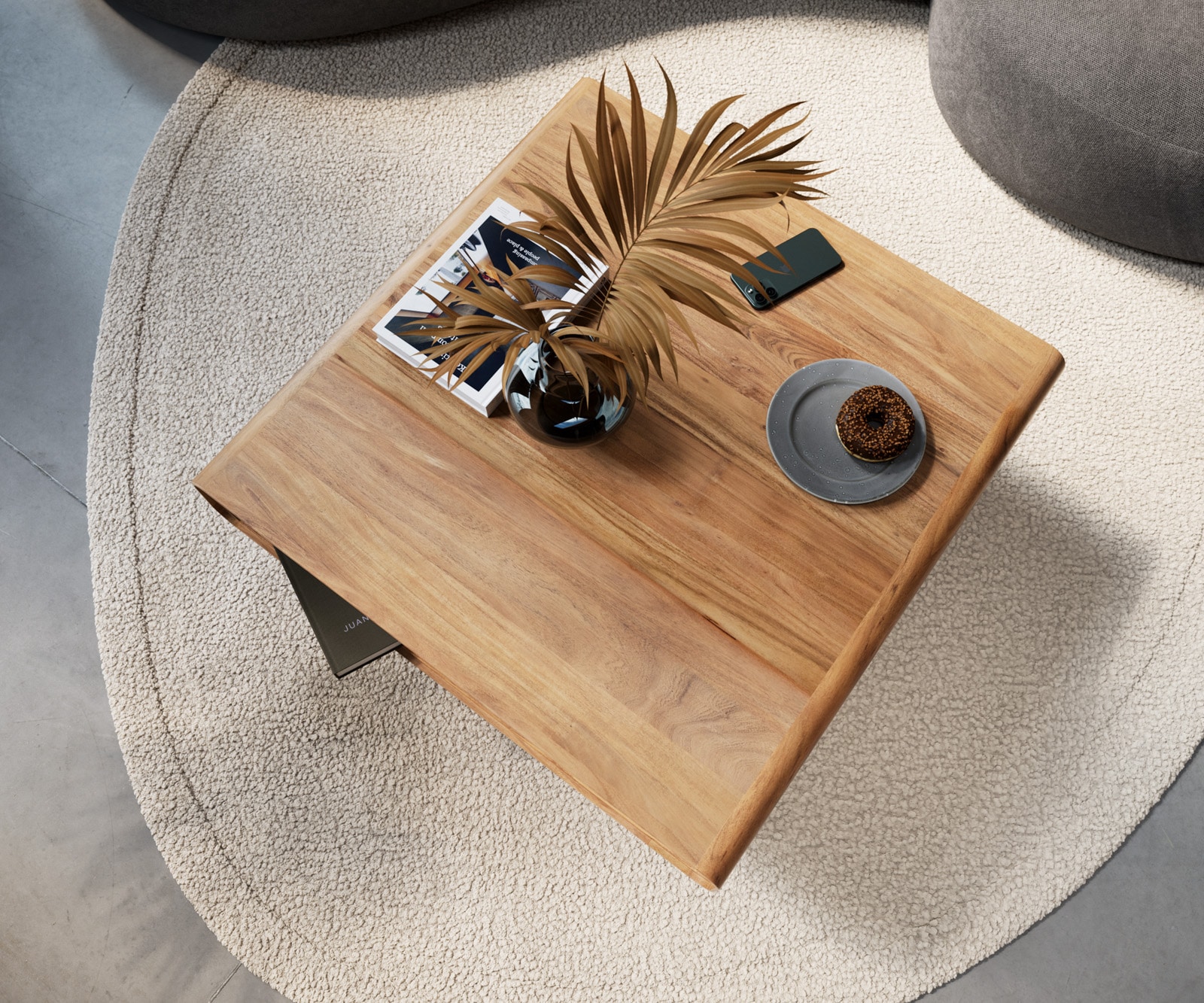Couchtisch Anaya 90x90 cm Akazie Natur 1 Fach L-Fuß Edelstahl 3 Couchtisch Anaya 90x90 cm Akazie Natur 1 Fach L-Fuß Edelstahl 3