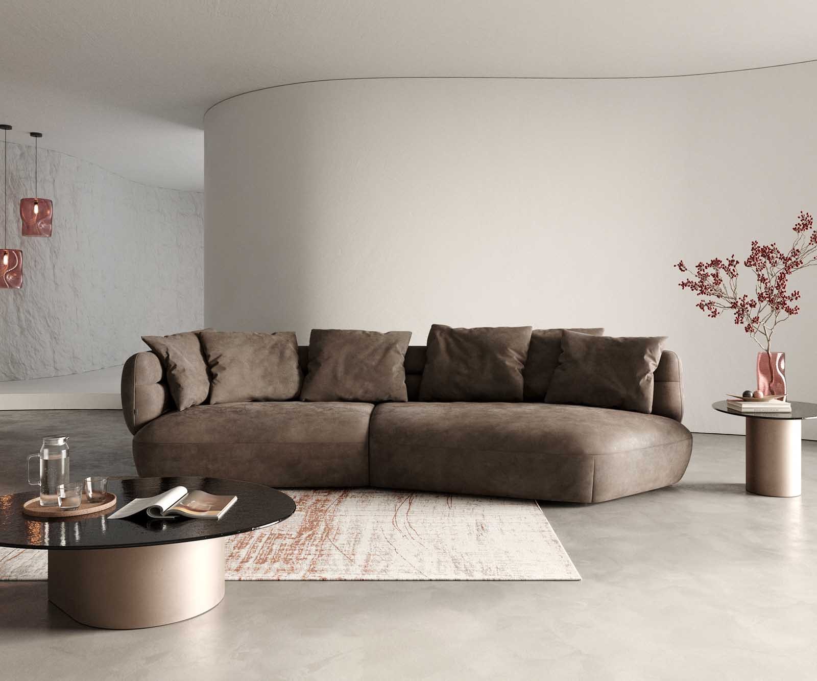 Sofa Roya 320x140 cm Mikrofaser Taupe Vintage Sofa Roya 320x140 cm Mikrofaser Taupe Vintage