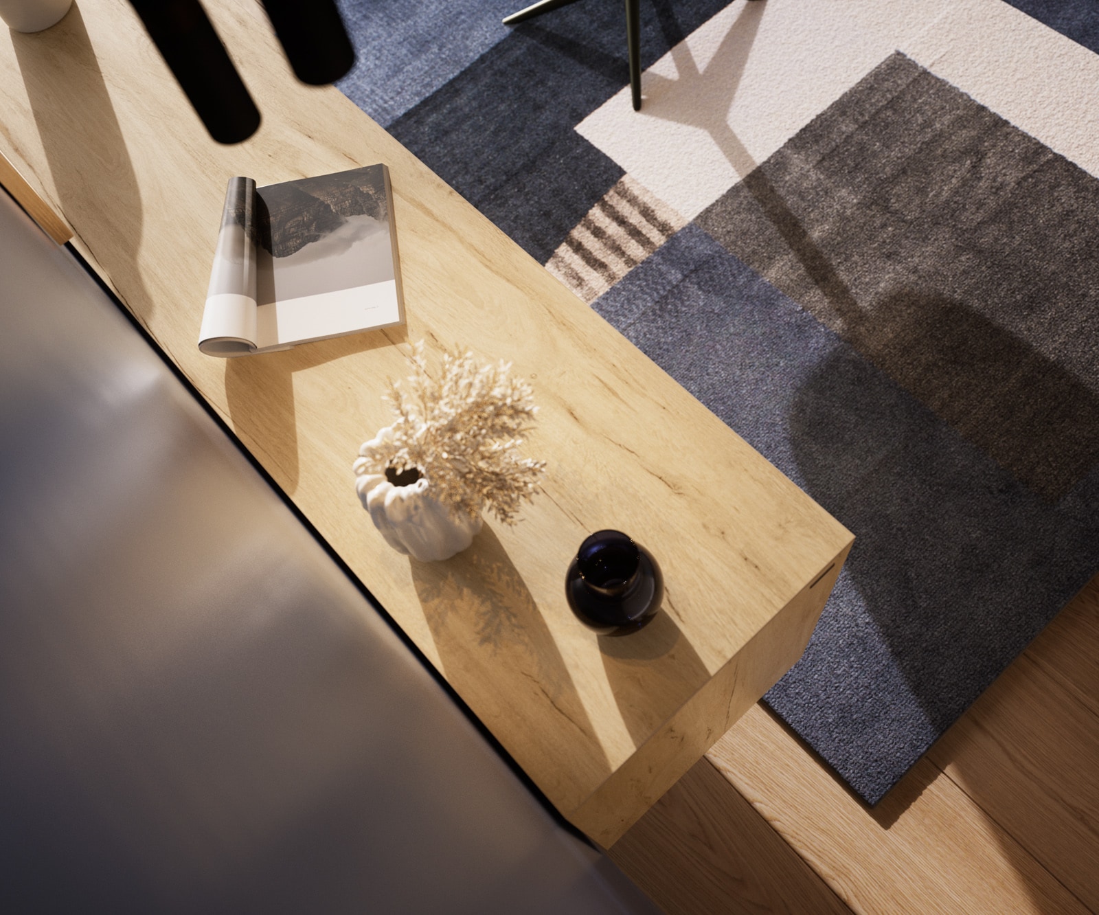 Sideboard Cuor 180 cm Keramik Laminam® Sabbia Eichefarbig 2 Türen 3 Schubfächer Schwebend 5