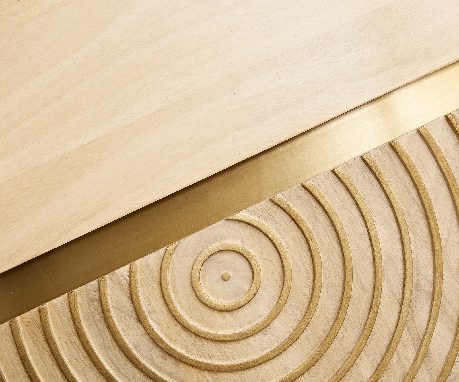 Vitrine Budaya 115x135 cm Mango Natur 4 Türen Fuß vierkant 2