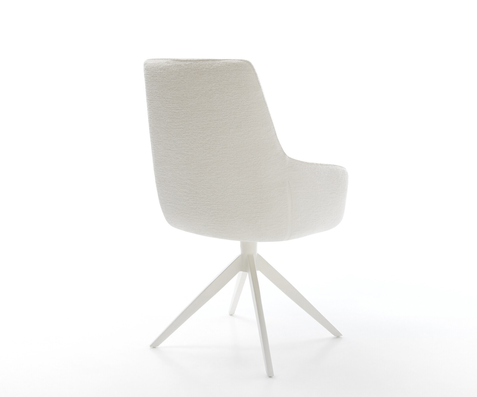 Drehstuhl Zelia-Flex mit Armlehnen Bouclé Soft Beige Kreuzgestell breit Weiß 360° drehbar Wippfunktion Taschenfederkern 4