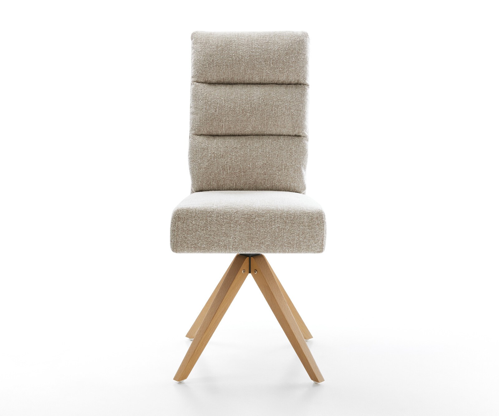 Drehstuhl Pela-Flex Webstoff Soft Beige Holzgestell kantig Natur 180° drehbar Taschenfederkern 2