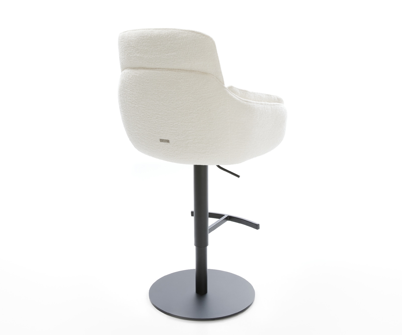 Barstuhl Luan-Flex Bouclé Soft Beige Drehfuß höhenverstellbar Metall Schwarz 4
