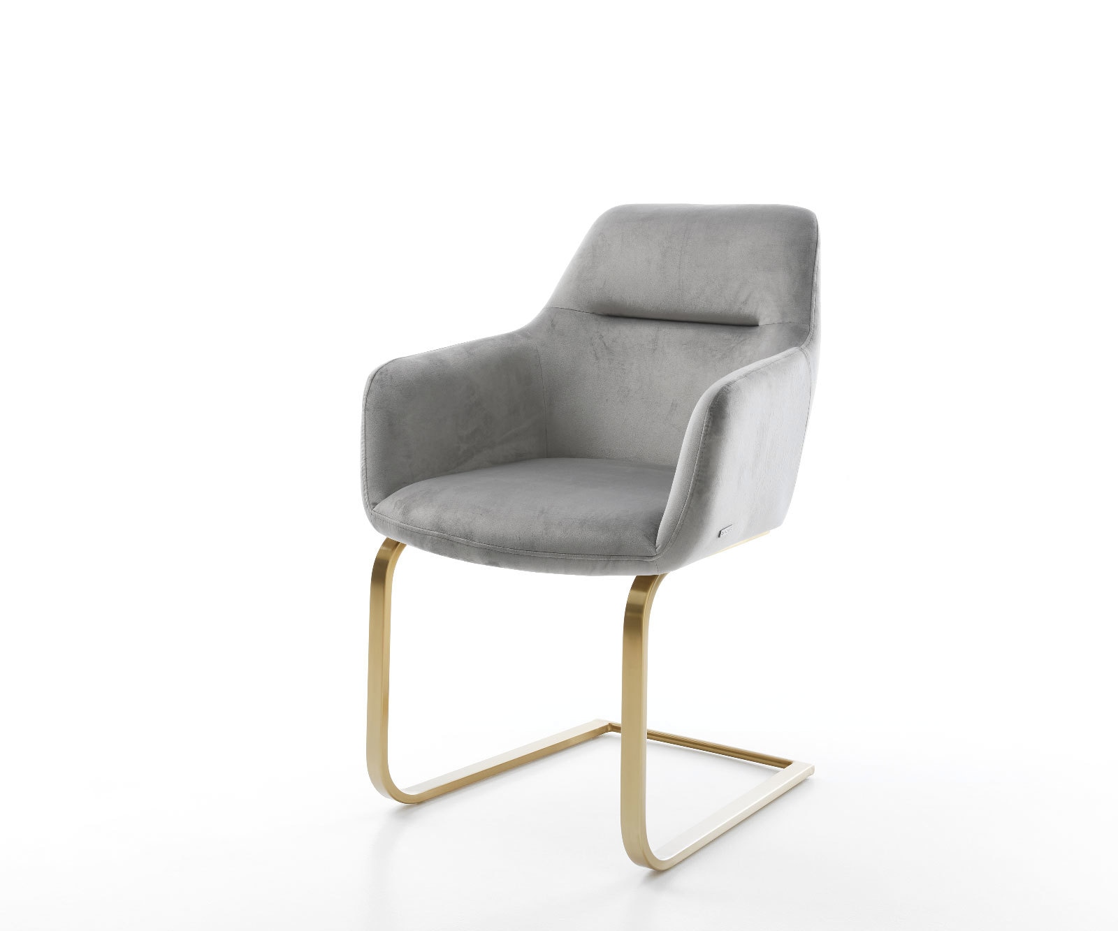 Freischwinger Pejo-Flex Samt Grau Freischwinger flach Gold Taschenfederkern günstig online kaufen