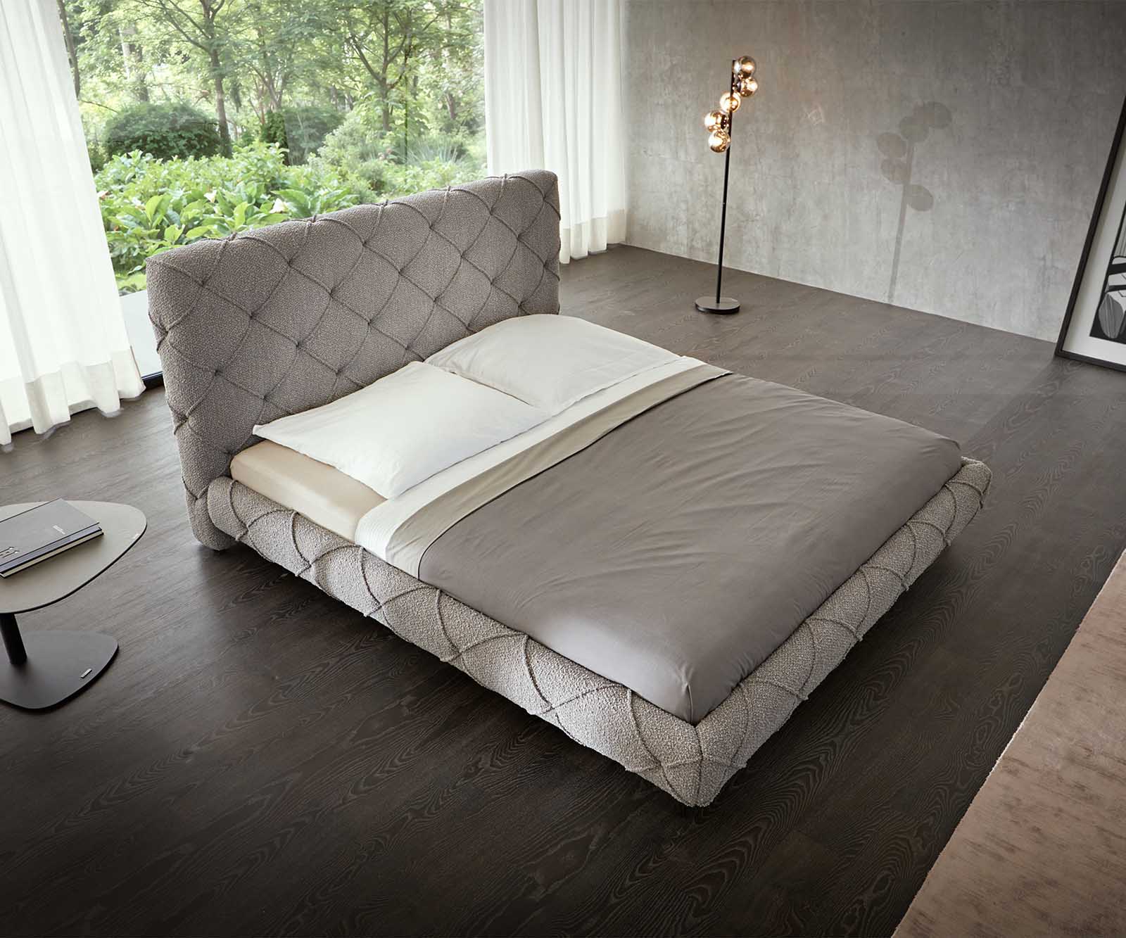 Polsterbettgestell Nayara 180x200 cm Bouclé Silbergrau 2 Polsterbettgestell Nayara 180x200 cm Bouclé Silbergrau 2
