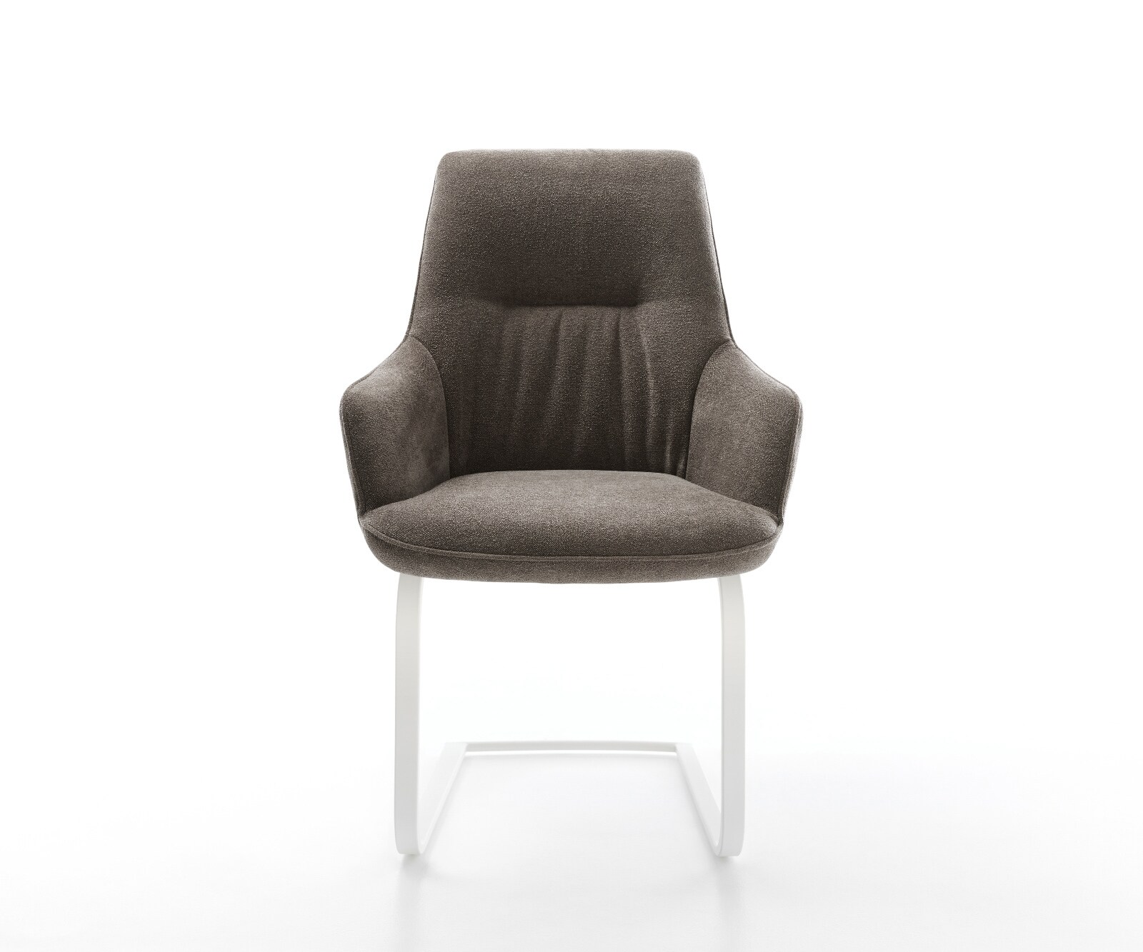 Freischwinger Zelia-Flex mit Armlehnen Strukturstoff Soft Taupe Freischwinger flach Weiß Taschenfederkern 2