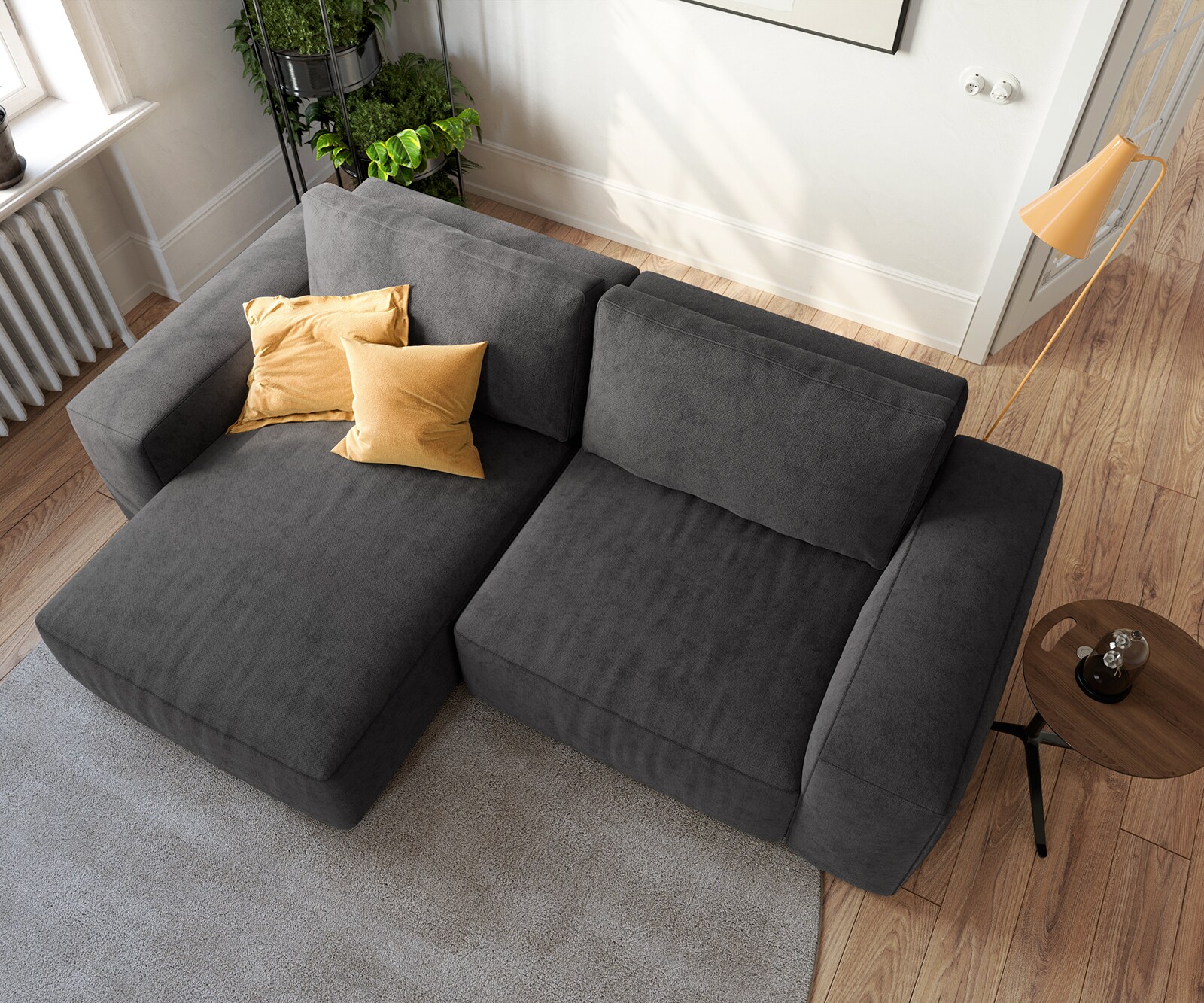 Ecksofa Lanzo 230x155 cm Mikrofaser Schwarz Recamiere variabel 3