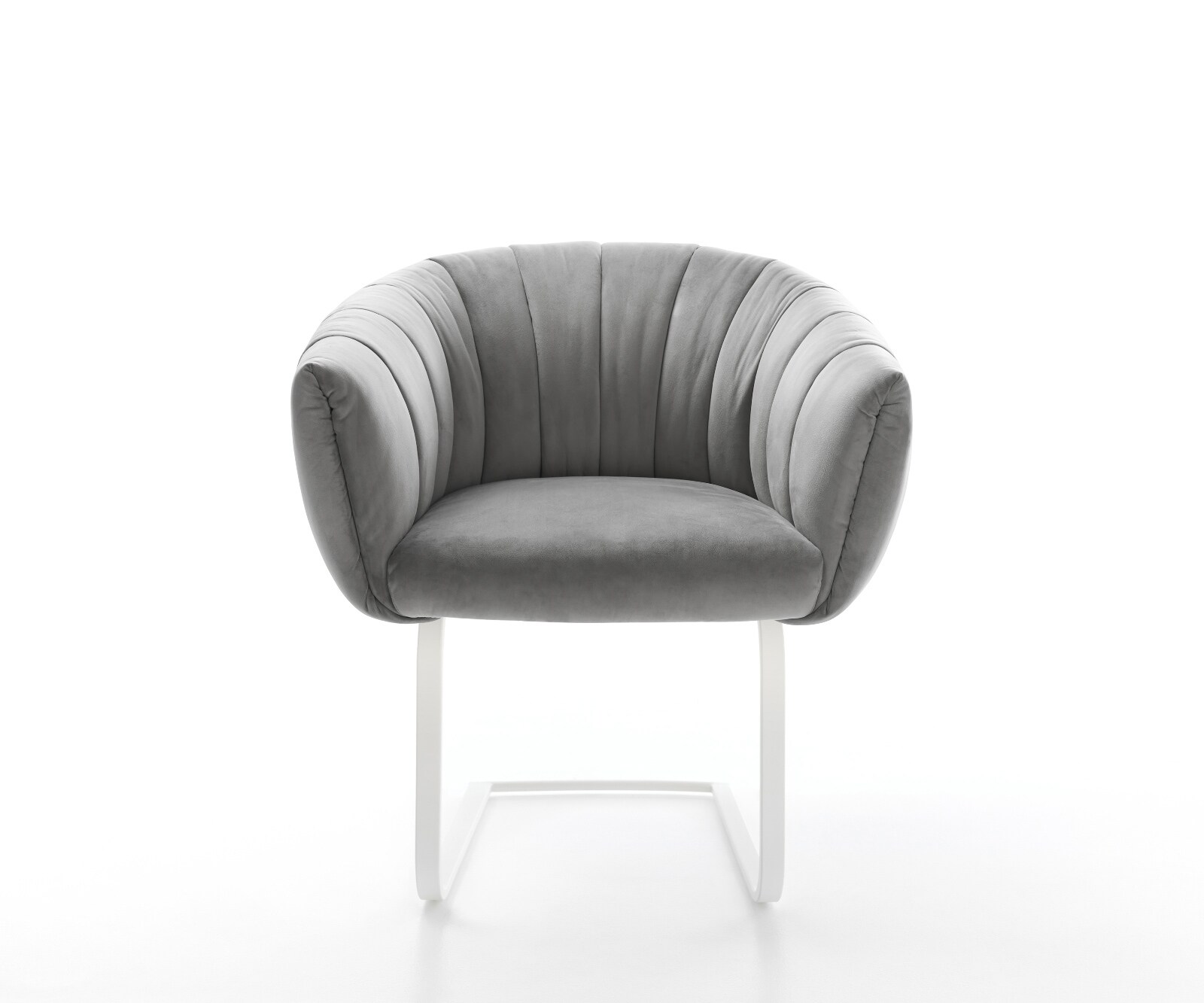 Freischwinger Jada-Flex Samt Grau Freischwinger flach Weiß Taschenfederkern 2