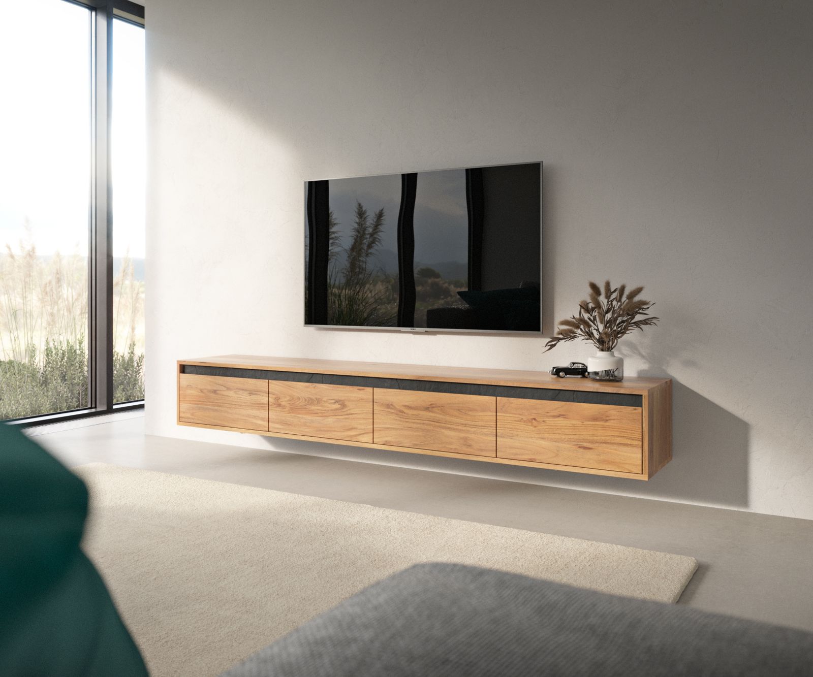 Wandbefestigung Wandkonsole Lowboards 2er Set Schwebend TV-Tisch  3