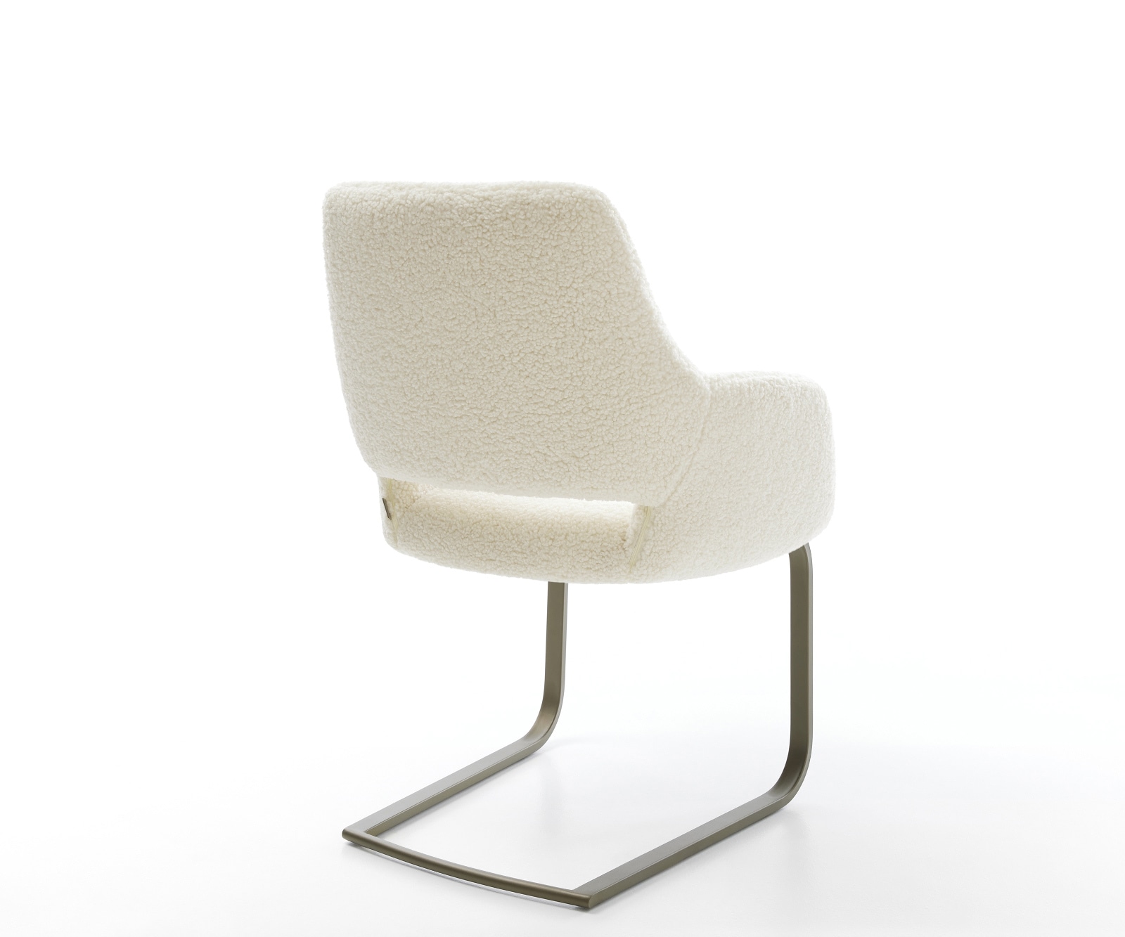 Freischwinger Yago-Flex mit Armlehnen Teddystoff Beige Freischwinger flach Effektfinish Titan Taschenfederkern 5