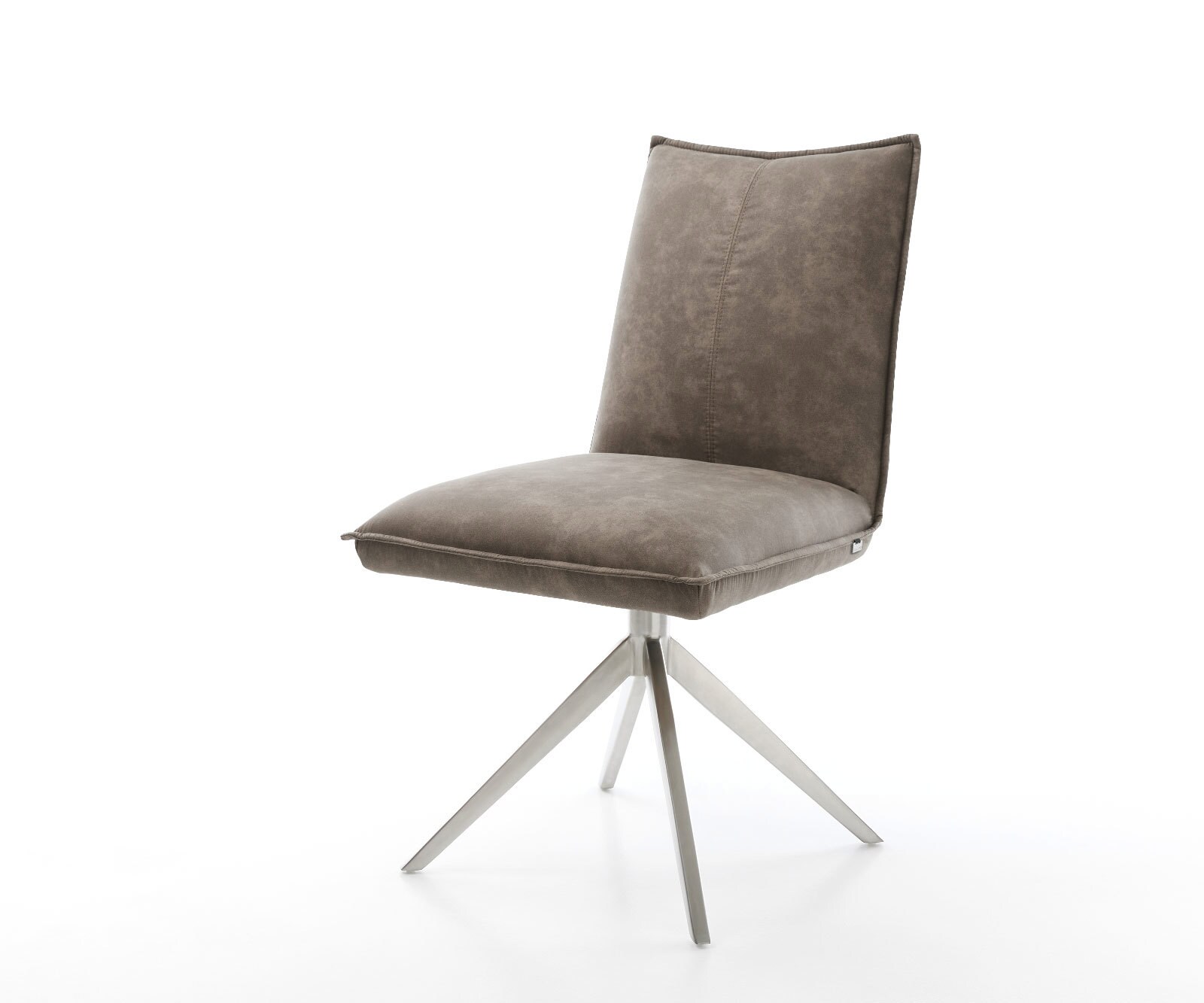 Drehstuhl Lelio-Flex Mikrofaser Taupe Vintage Kreuzgestell breit Edelstahl günstig online kaufen