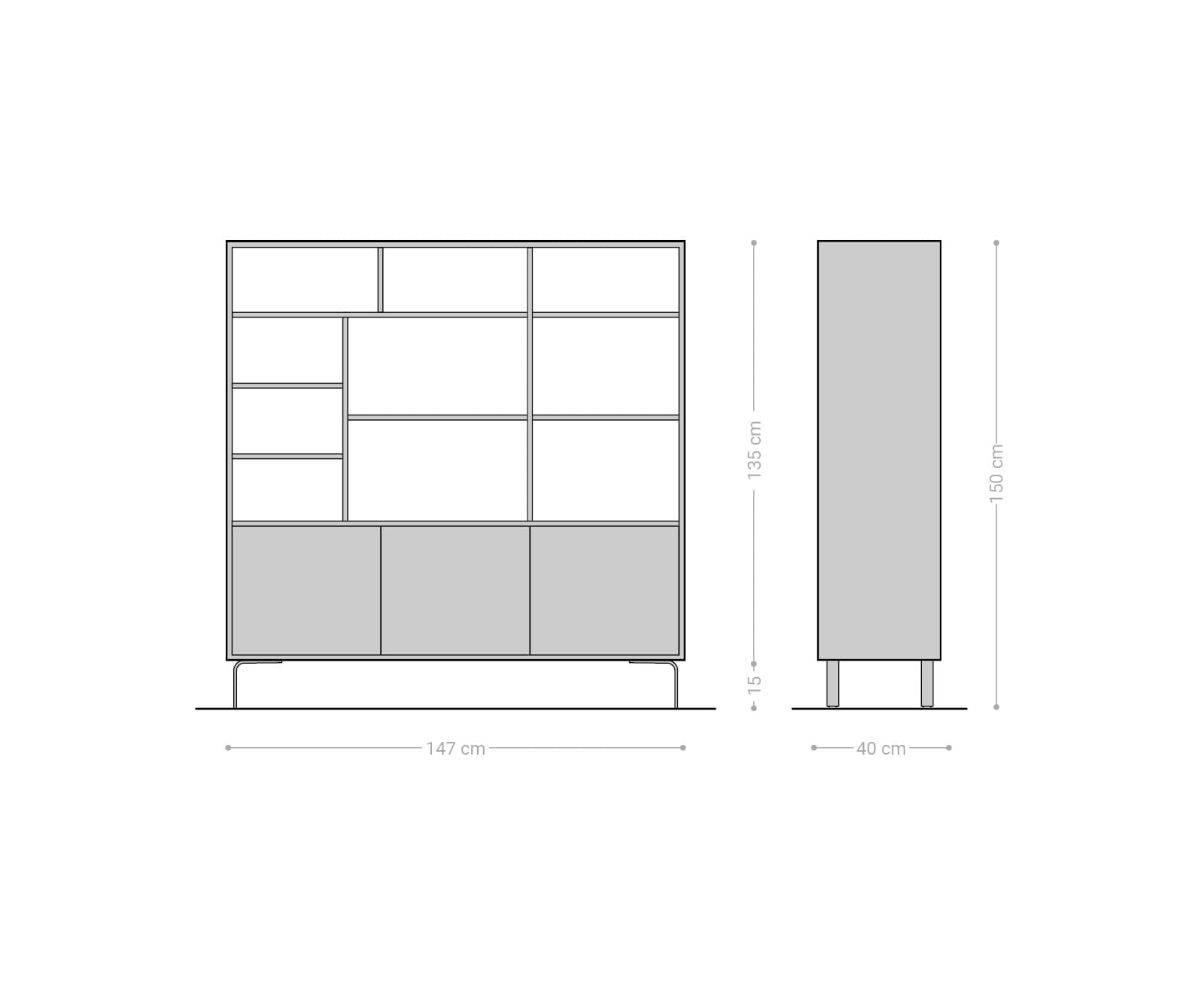 Regal Fevo 147x150 cm Akazie Natur 3 Türen L-Fuß 4 Regal Fevo 147x150 cm Akazie Natur 3 Türen L-Fuß 4