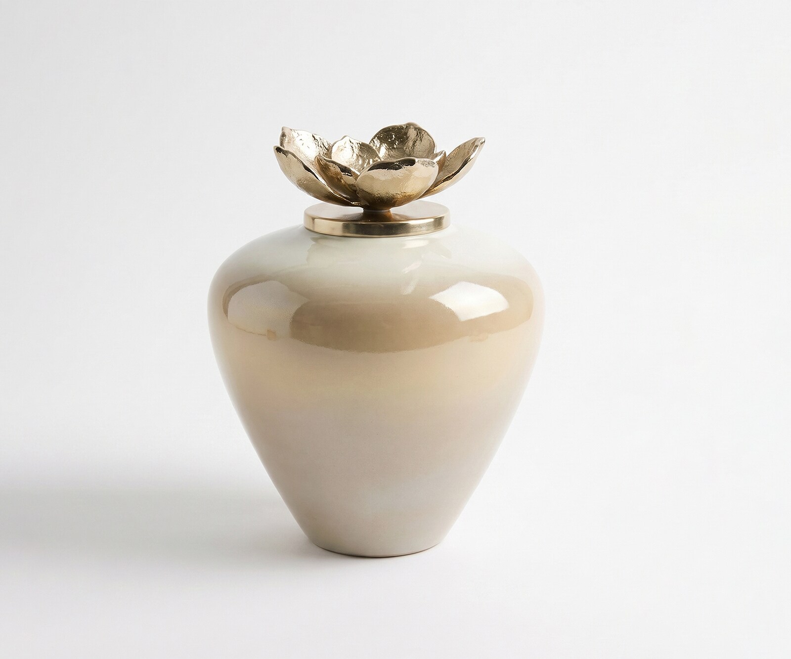 Vase Florena l29 x P29 x H35 cm Verre Vanilla Mokka Fait main