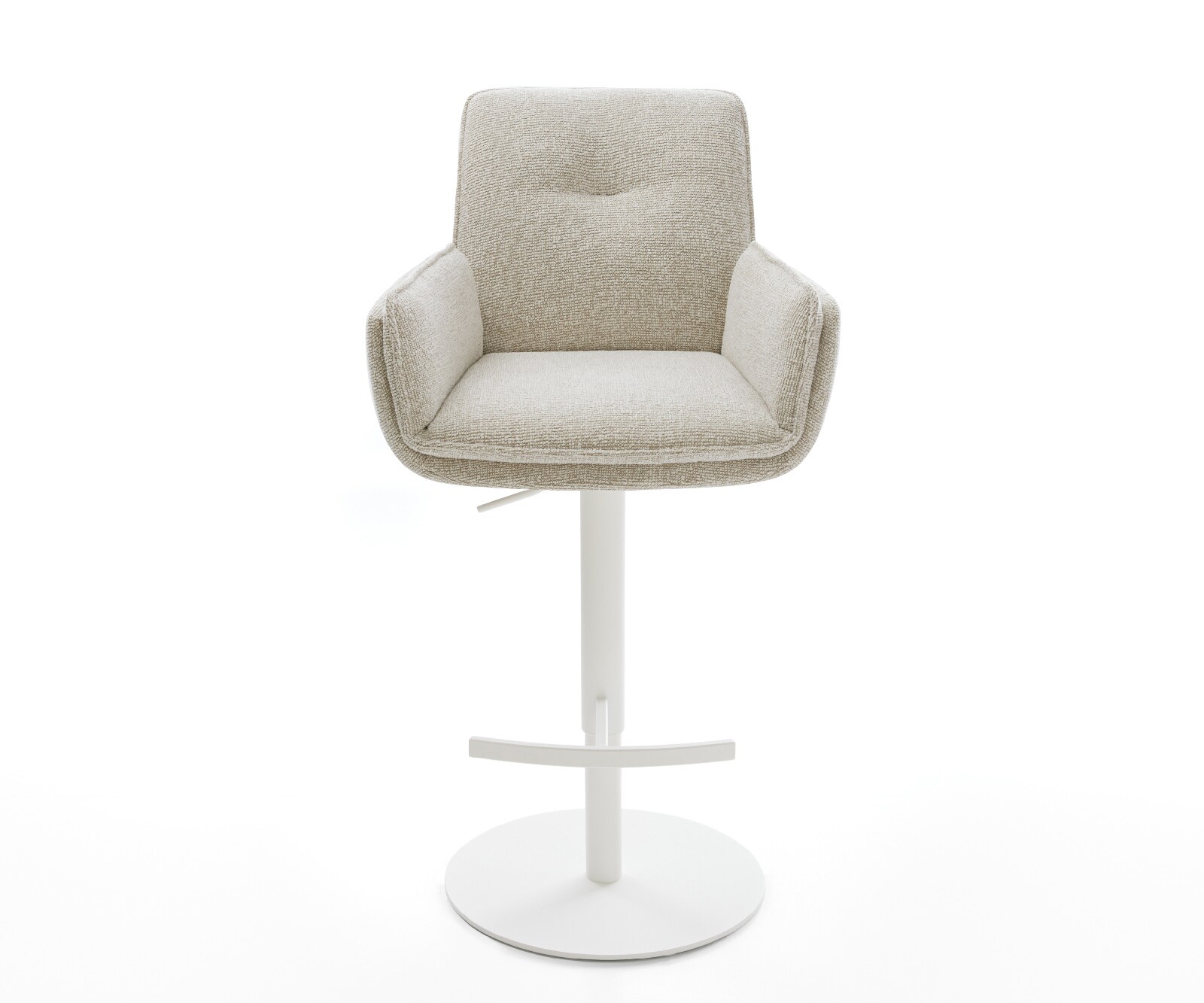 Barstuhl Nela-Flex Webstoff Soft Beige Drehfuß höhenverstellbar Metall Weiß 2