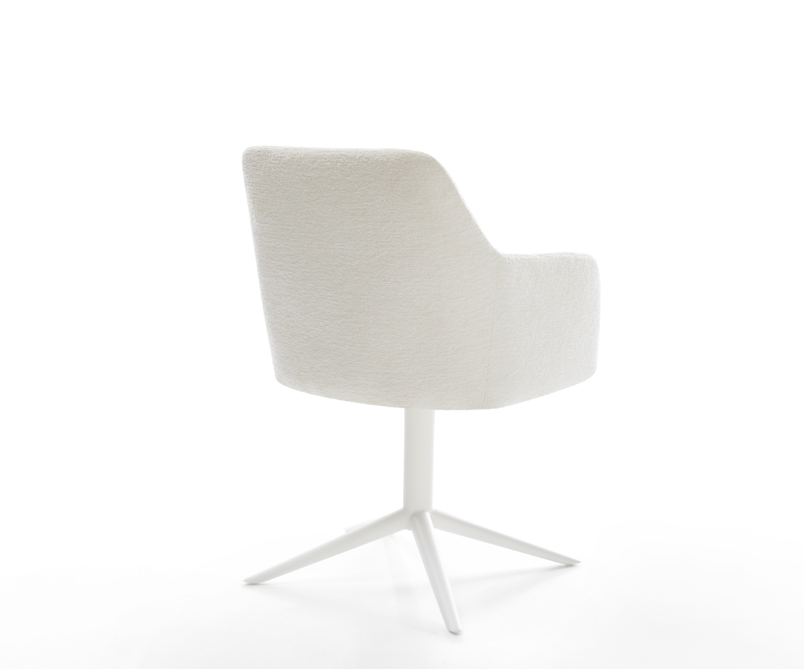 Drehstuhl Greg-Flex Bouclé Soft Beige Fußkreuz Weiß 360° drehbar Wippfunktion Taschenfederkern 5