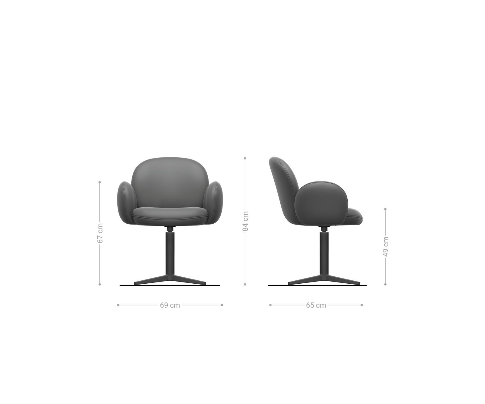 Drehstuhl Nube-Flex mit Armlehnen Bouclé Silbergrau Fußkreuz Effektfinish Titan 360° drehbar Taschenfederkern 5