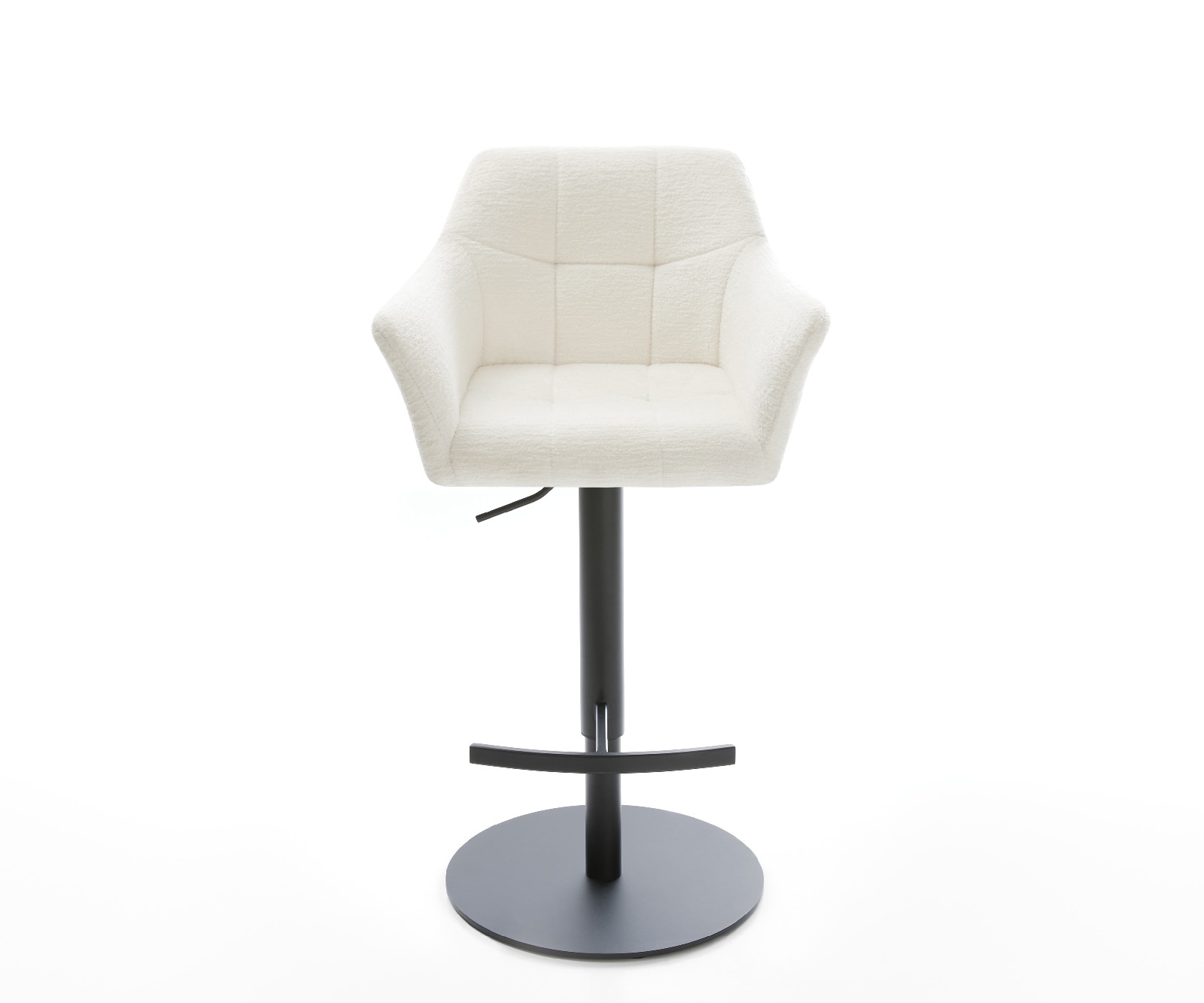 Barstuhl Yulo-Flex Bouclé Soft Beige Drehfuß höhenverstellbar Metall Schwarz 1
