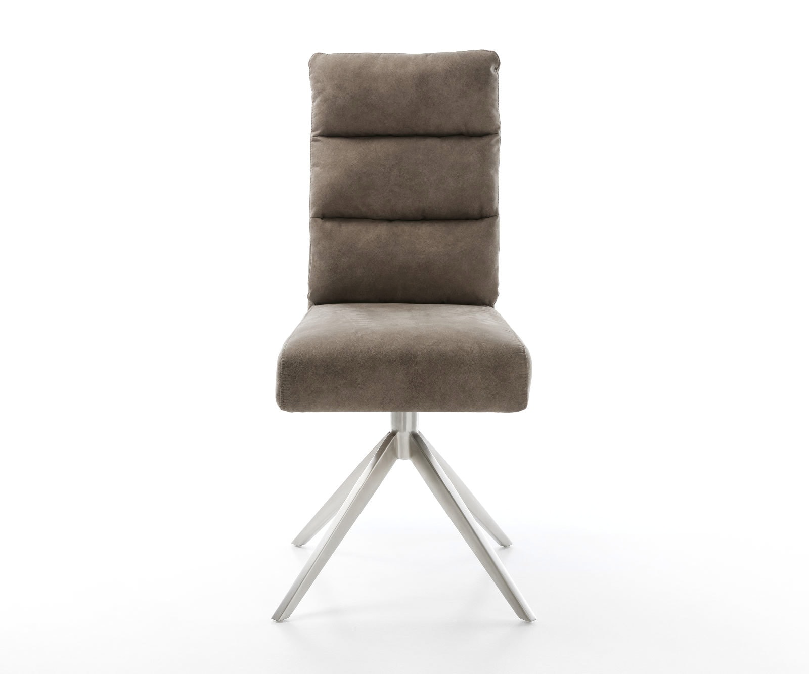 Drehstuhl Pela-Flex Mikrofaser Taupe Vintage Kreuzgestell breit Edelstahl 360° drehbar Wippfunktion Taschenfederkern 2