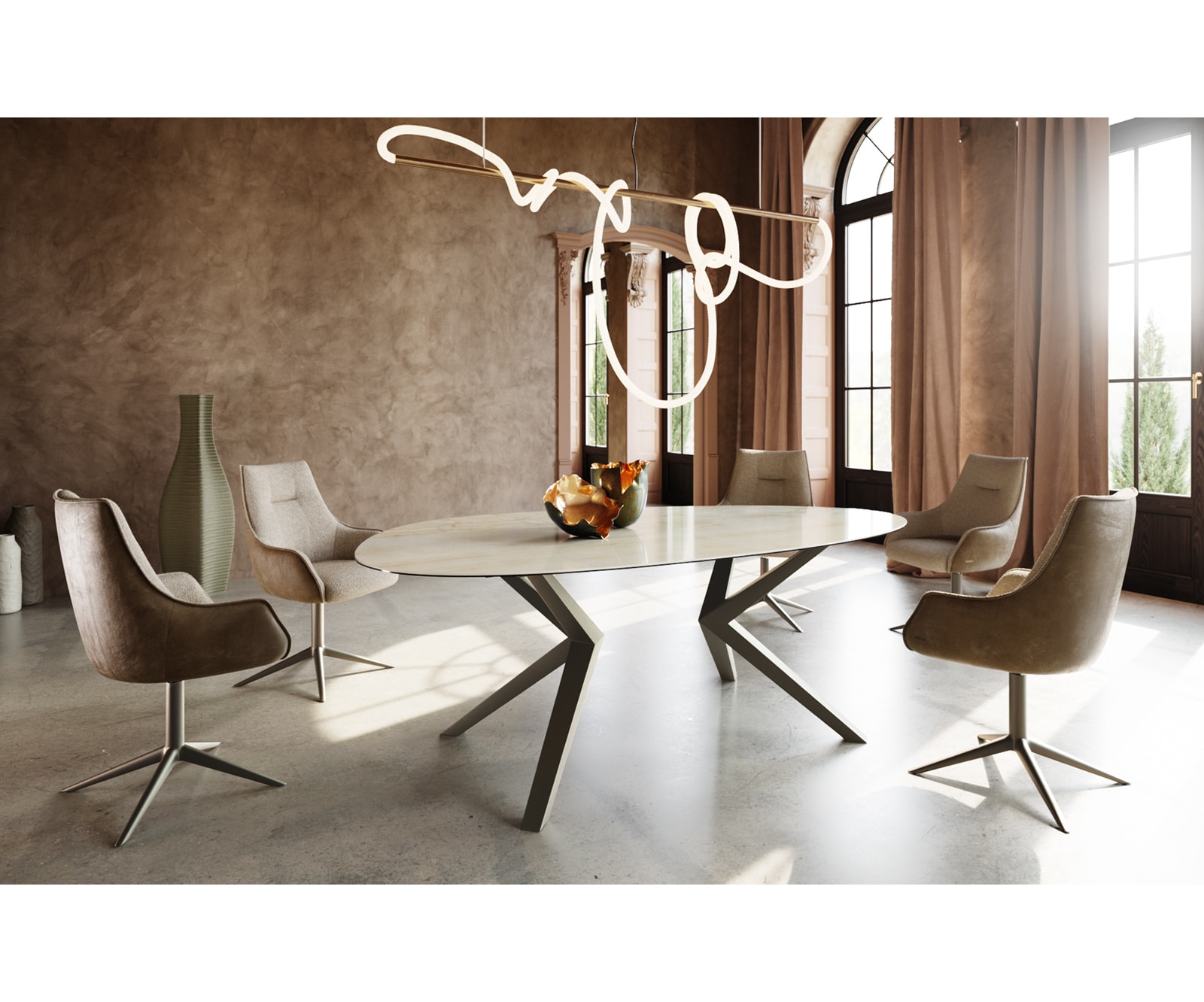 Esstisch Edge Oval 220x120 Keramik Iris FMG Onice Oro Zenthara kantig Metall Effektfinish Titan 5 Esstisch Edge Oval 220x120 Keramik Iris FMG Onice Oro Zenthara kantig Metall Effektfinish Titan 5