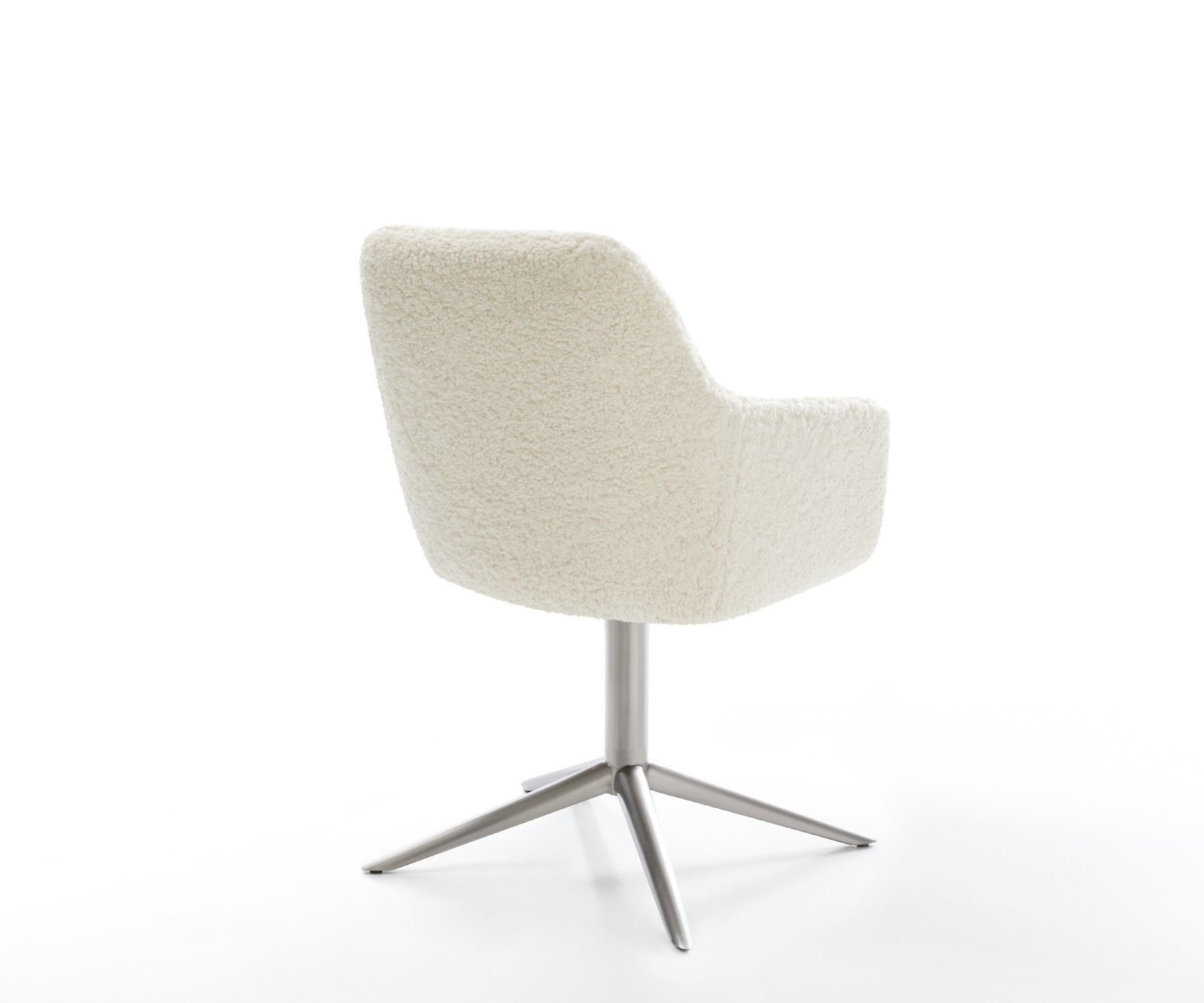 Drehstuhl Pejo-Flex Teddystoff Beige Fußkreuz Edelstahl 360° drehbar Wippfunktion Taschenfederkern 4