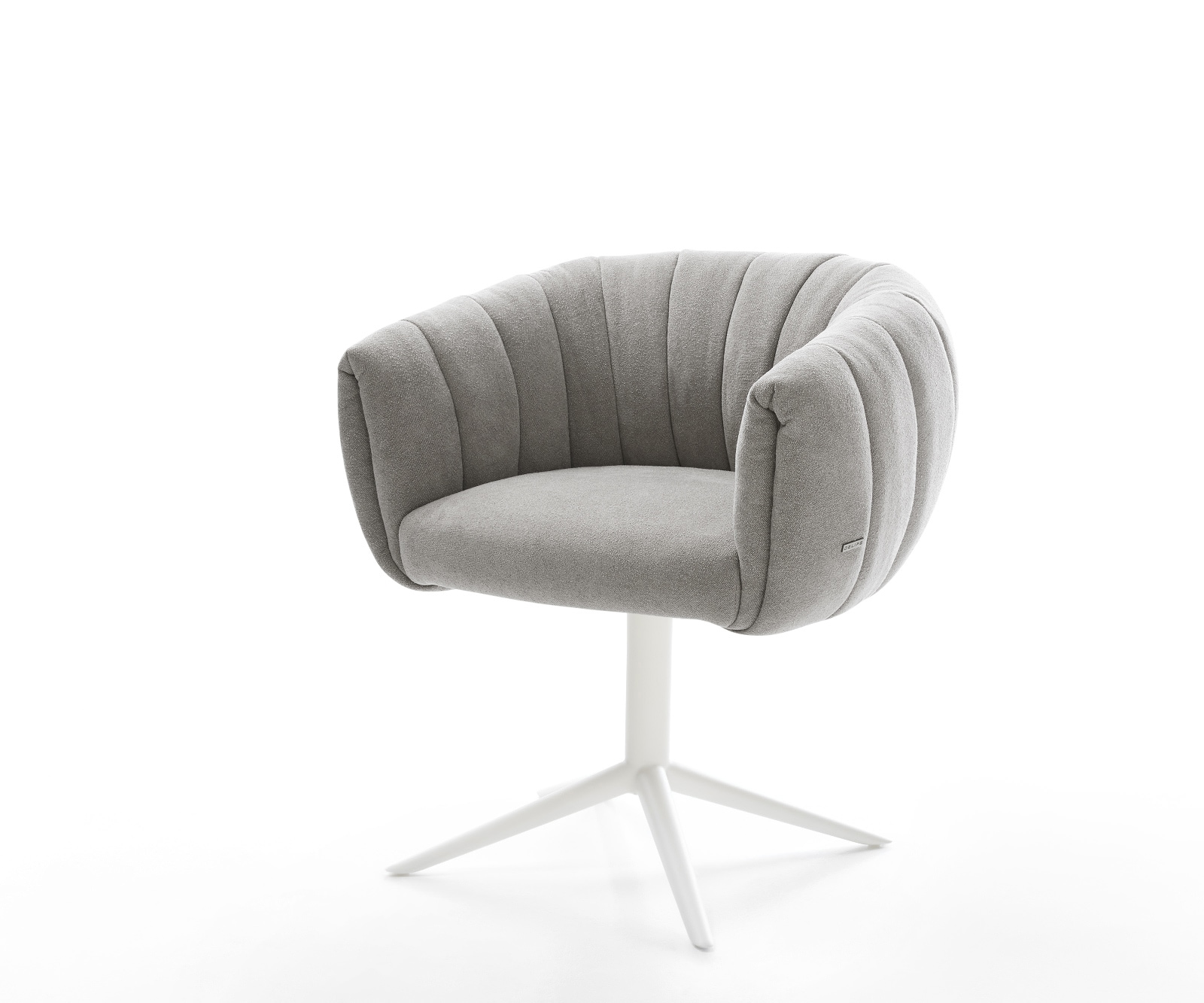 Drehstuhl Jada-Flex Strukturstoff Soft Grau Fußkreuz Weiß 360° drehbar Wippfunktion Taschenfederkern