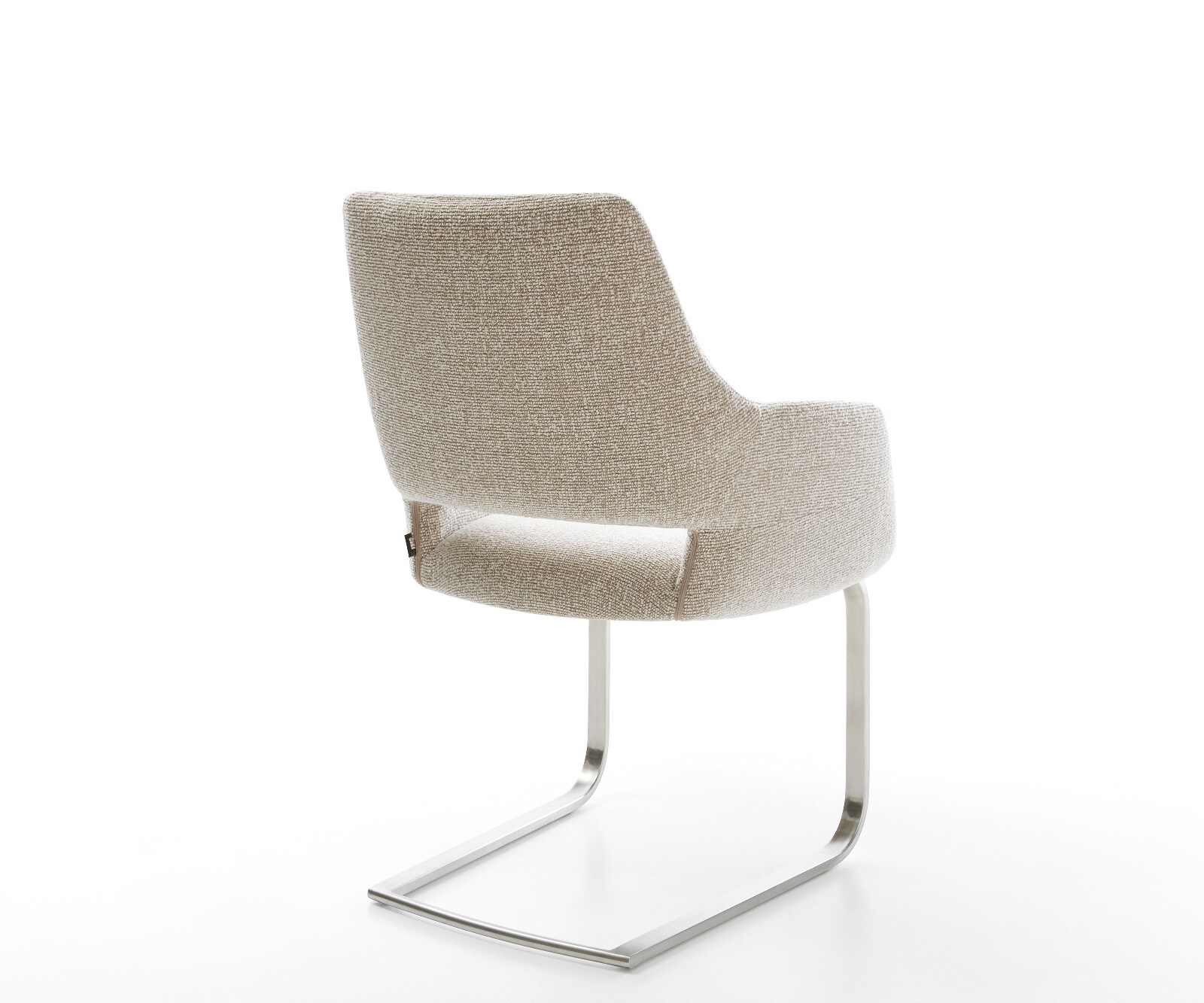 Freischwinger Yago-Flex mit Armlehnen Webstoff Soft Beige Freischwinger flach Edelstahl Taschenfederkern 4