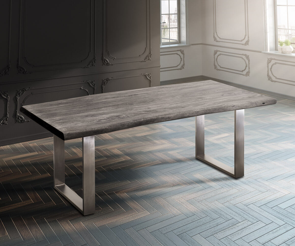 Esstischplatte Edge 200x100cm XL Akazie Platin Live-Edge 4