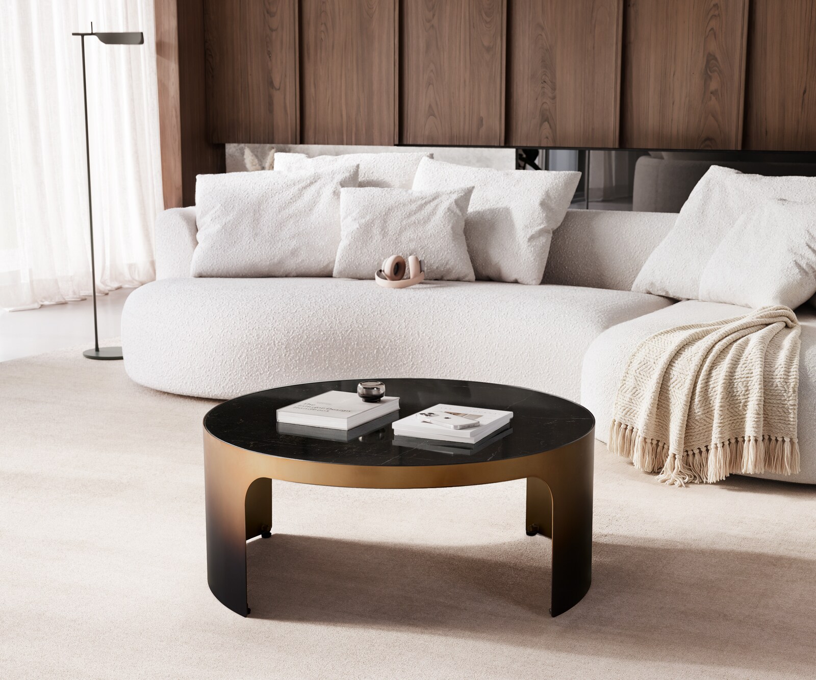 Couchtisch Alerio 90x90 cm Marmor Schwarz Silber Metall Gold Ombre 3