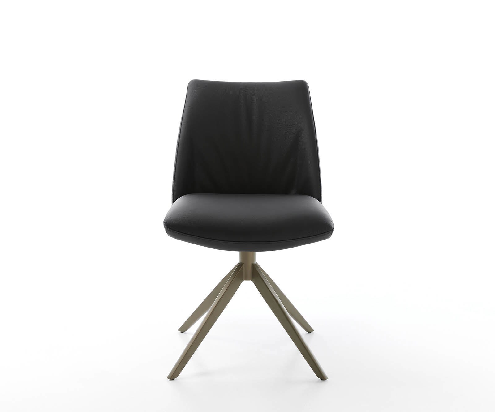 Drehstuhl Elso-Flex Echt-Leder Schwarz Kreuzgestell breit Effektfinish Titan 360° drehbar Taschenfederkern 1