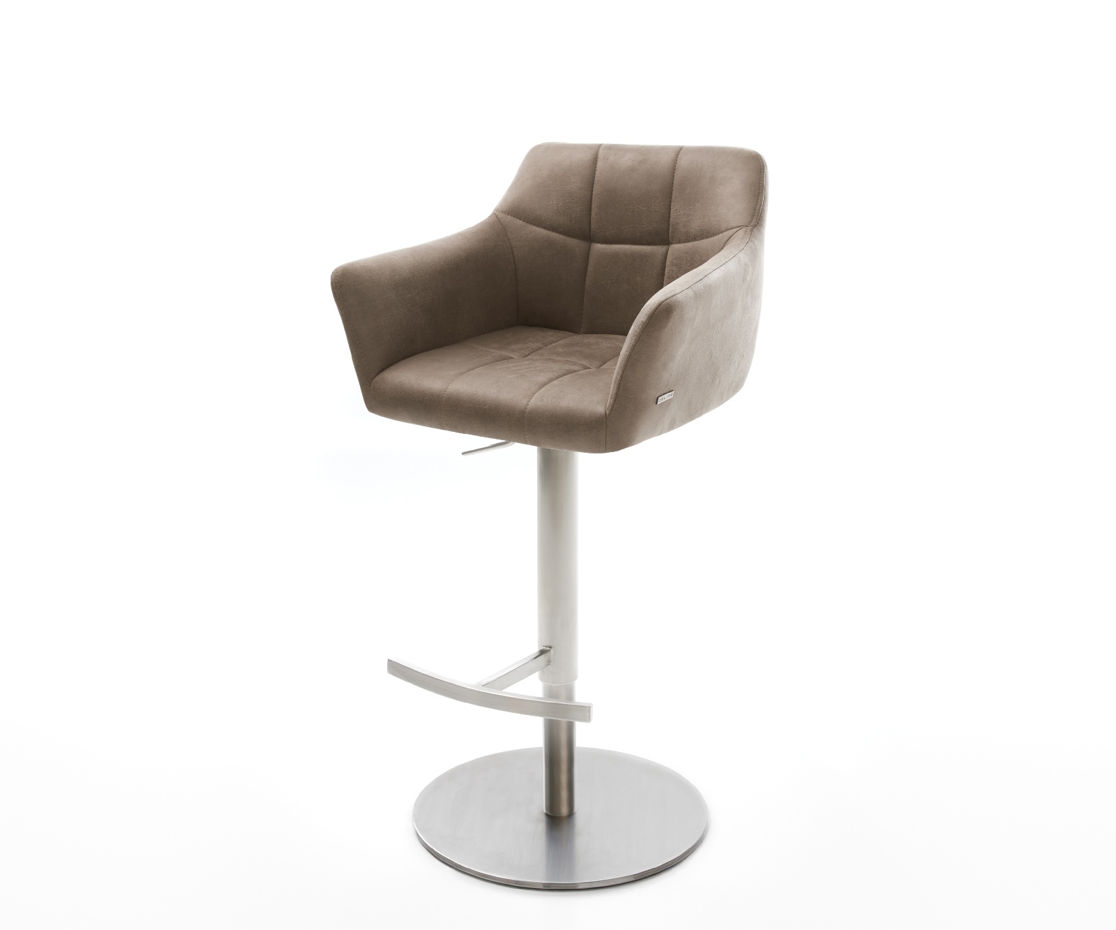 Barstuhl Yulo-Flex Vintage Taupe Drehfuß höhenverstellbar Edelstahl