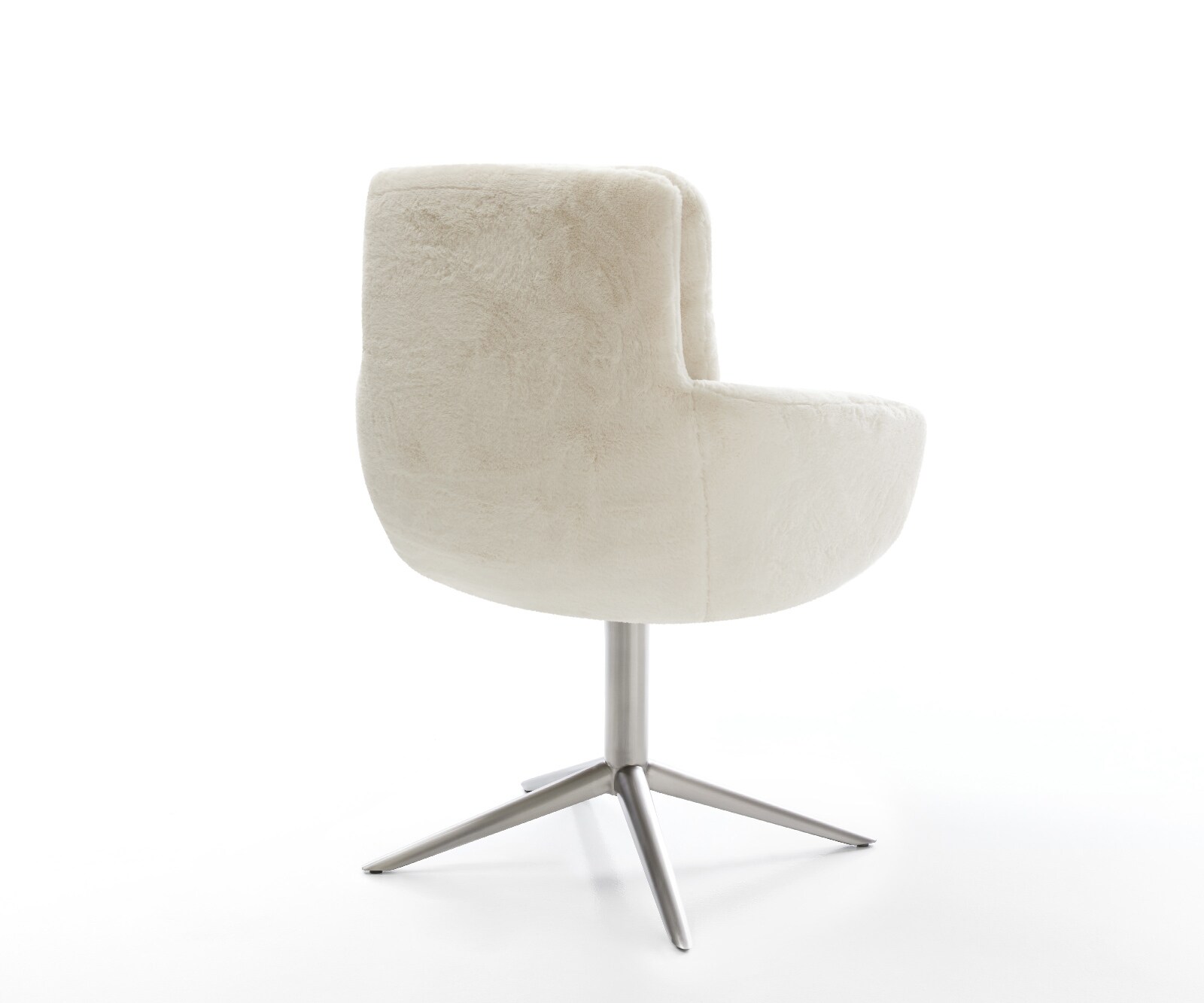 Drehstuhl Abelia-Flex mit Armlehnen Plüsch Creme-Weiß Fußkreuz Edelstahl 360° drehbar Wippfunktion 5