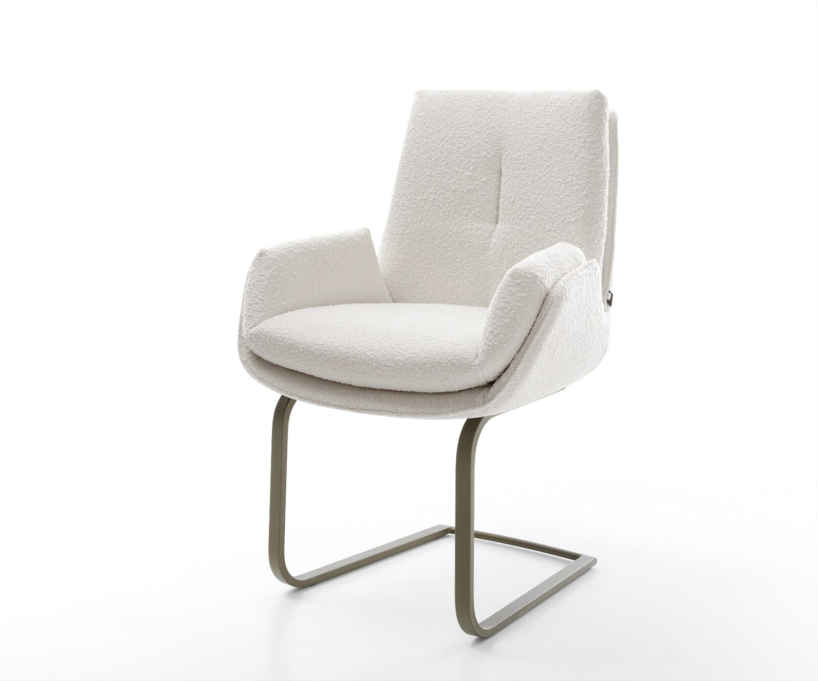 Freischwinger Clea-Flex Bouclé Creme-Weiß Freischwinger flach Effektfinish Titan 1