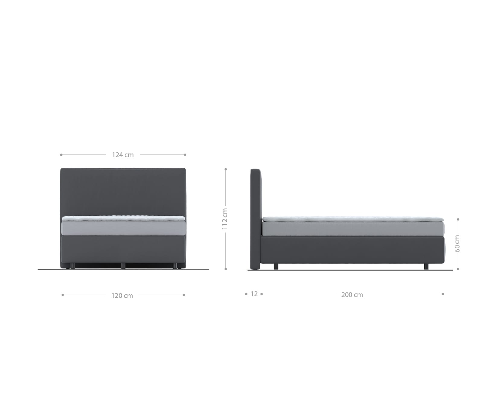 Boxspringbett Dream-Well 120x200 cm Cord Silbergrau mit Taschenfederkernmatratze und Topper Visco 4 Boxspringbett Dream-Well 120x200 cm Cord Silbergrau mit Taschenfederkernmatratze und Topper Visco 4