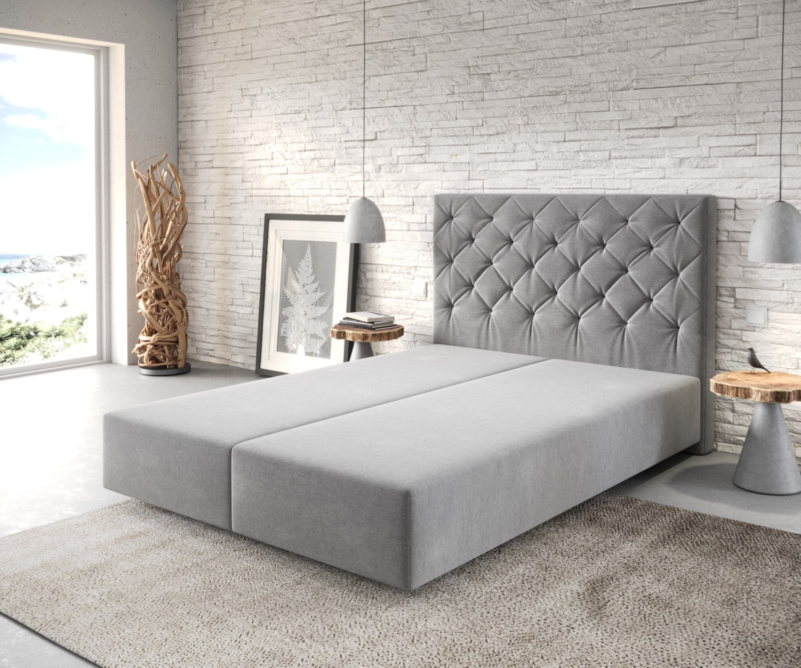 Boxspringgestell Dream-Great 140x200 cm Mikrofaser Grau Boxspringgestell Dream-Great 140x200 cm Mikrofaser Grau