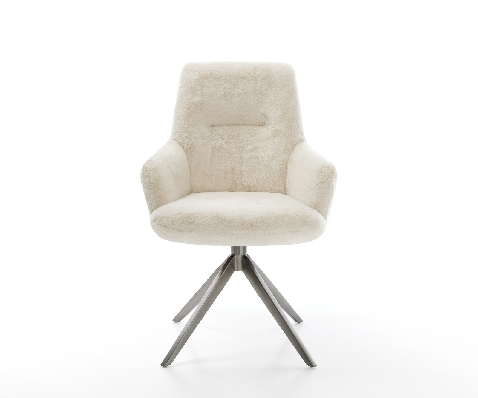 Drehstuhl Zelia-Flex mit Armlehnen Plüsch Creme-Weiß Kreuzgestell breit Graphit 360° drehbar Wippfunktion Taschenfederkern 2