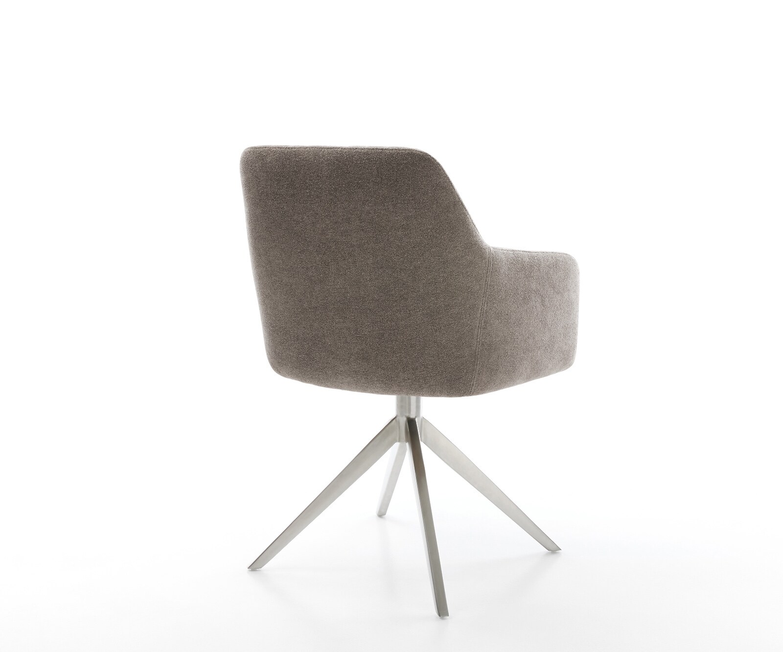 Drehstuhl Greg-Flex Strukturstoff Soft Taupe Kreuzgestell breit Edelstahl 360° drehbar Wippfunktion Taschenfederkern 5