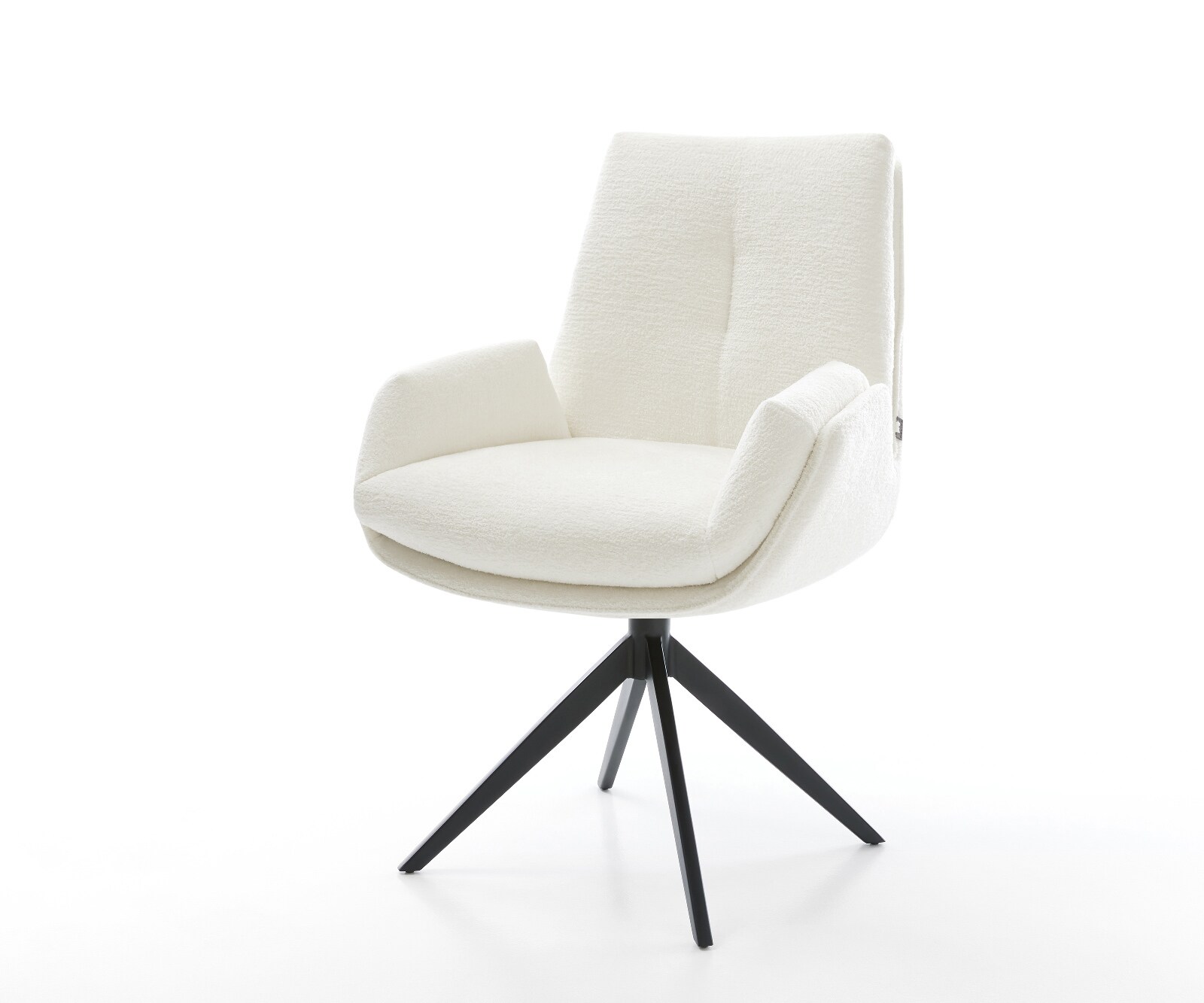 Drehstuhl Clea-Flex Bouclé Soft Beige Kreuzgestell breit Schwarz 360° drehb günstig online kaufen