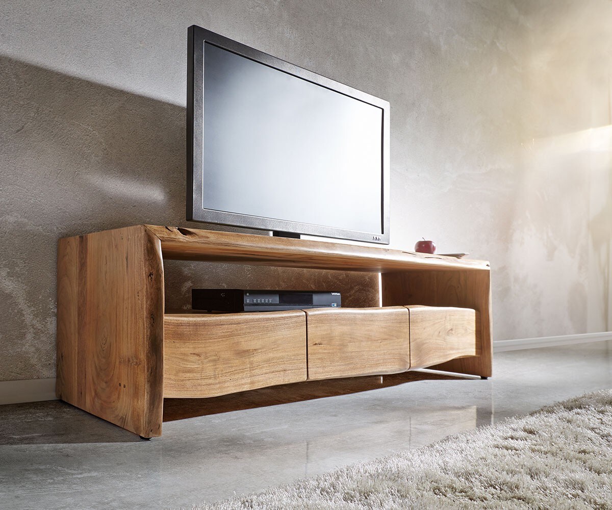 Fernsehtisch Live-Edge Schubkästen Baumkante Lowboard	 3